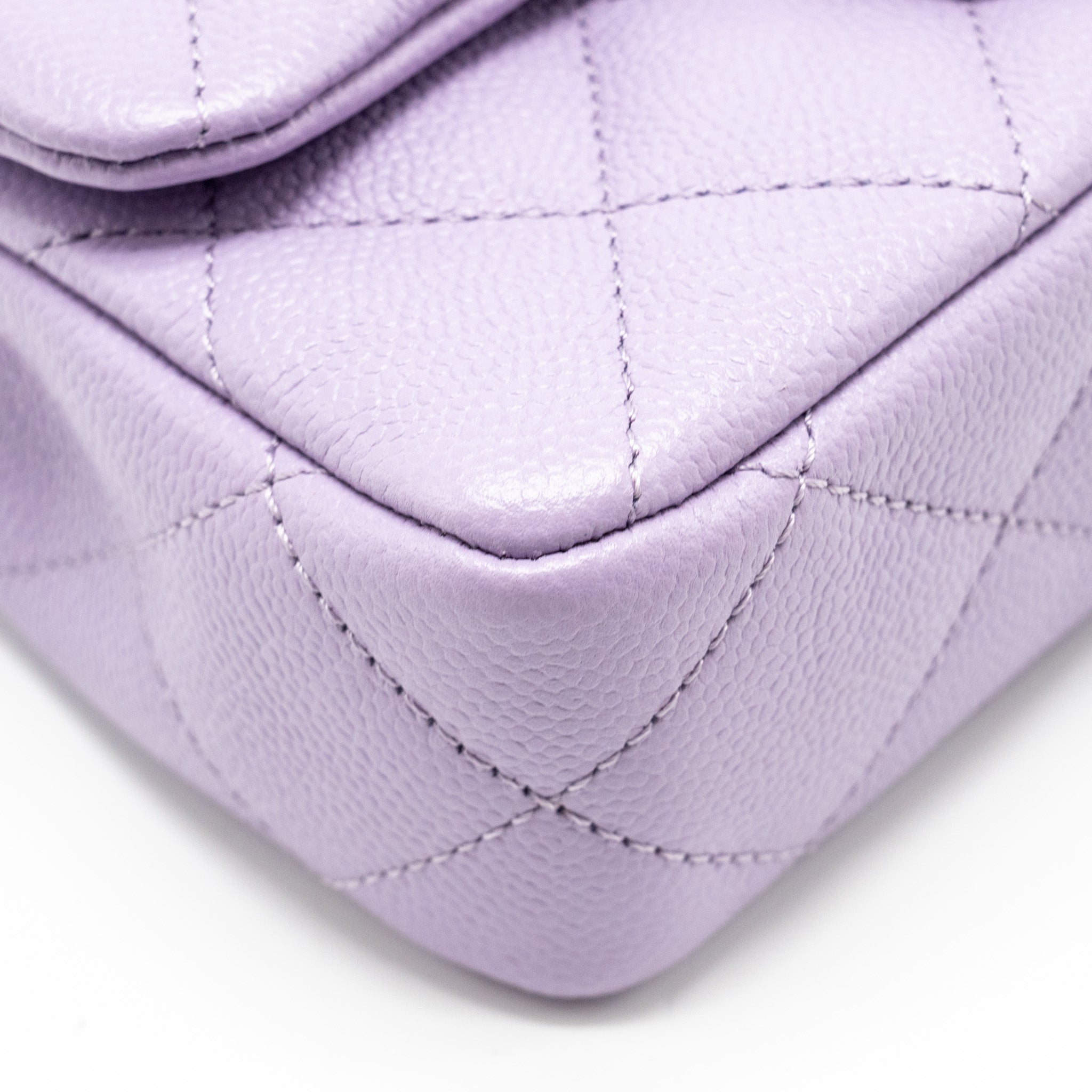 CHANEL 24P COCO LOVE MINI FLAP BAG ADJUSTABLE CHAINS CAVIAR LIGHT PURPLE GHW (MICROCHIP)