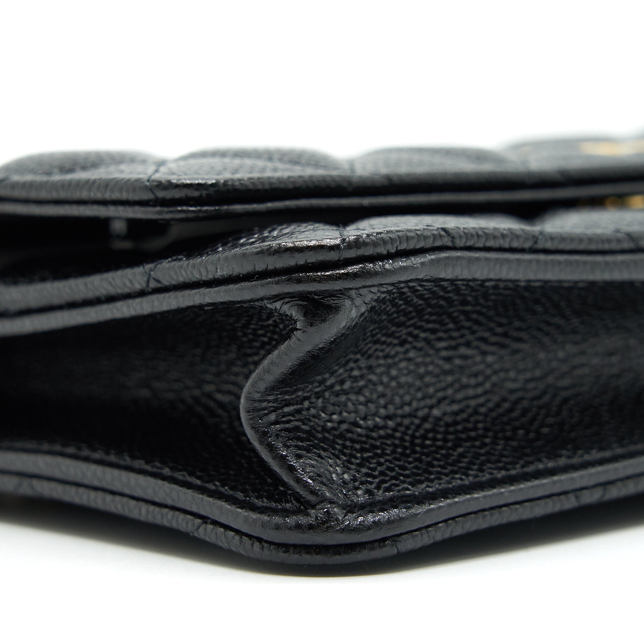 CHANEL 21A COCO LETTER WALLET ON CHAIN BLACK CAVIAR GHW