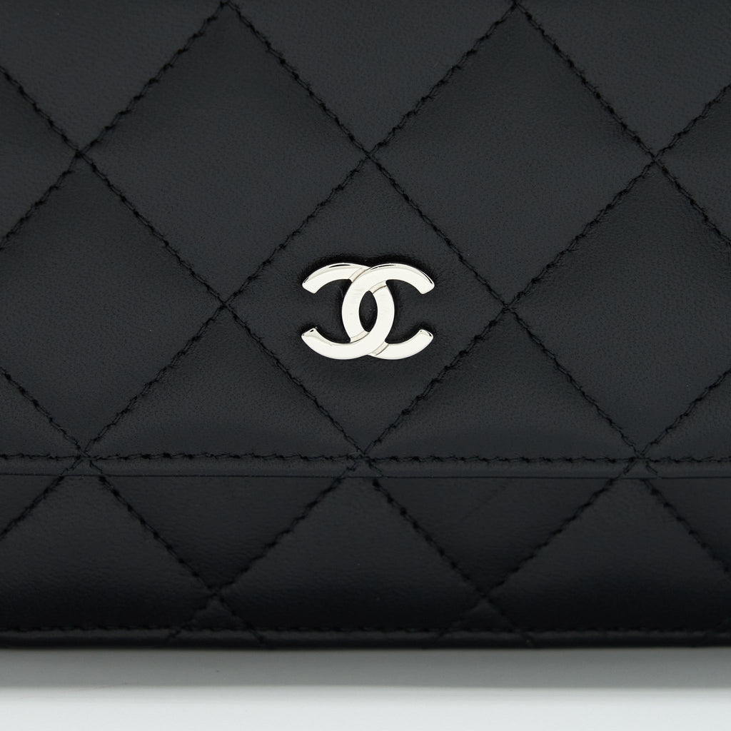 CHANEL CLASSIC WALLET ON CHAIN LAMBSKIN BLACK SHW