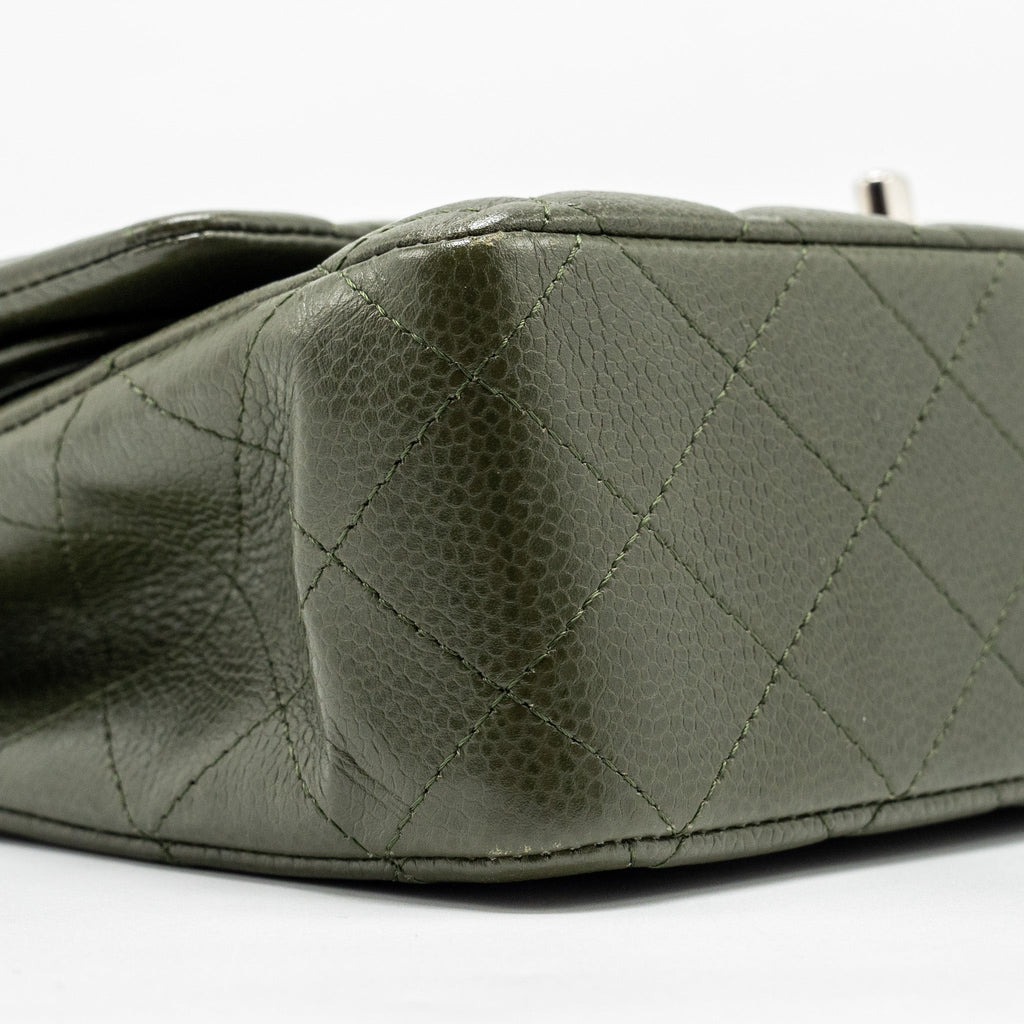 CHANEL MEDIUM CLASSIC DOUBLE FLAP BAG CAVIAR OLIVE GREEN SHW
