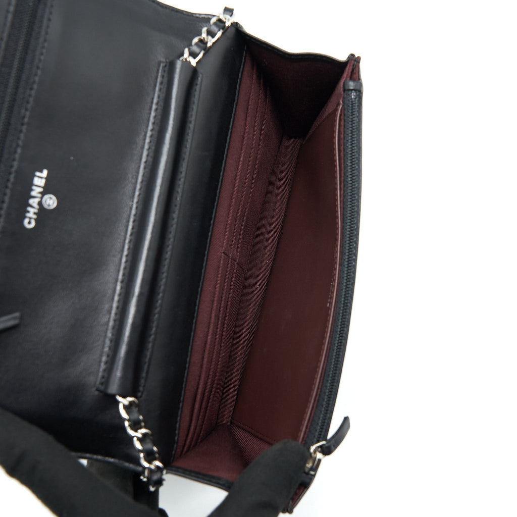 CHANEL CLASSIC WALLET ON CHAIN LAMBSKIN BLACK SHW