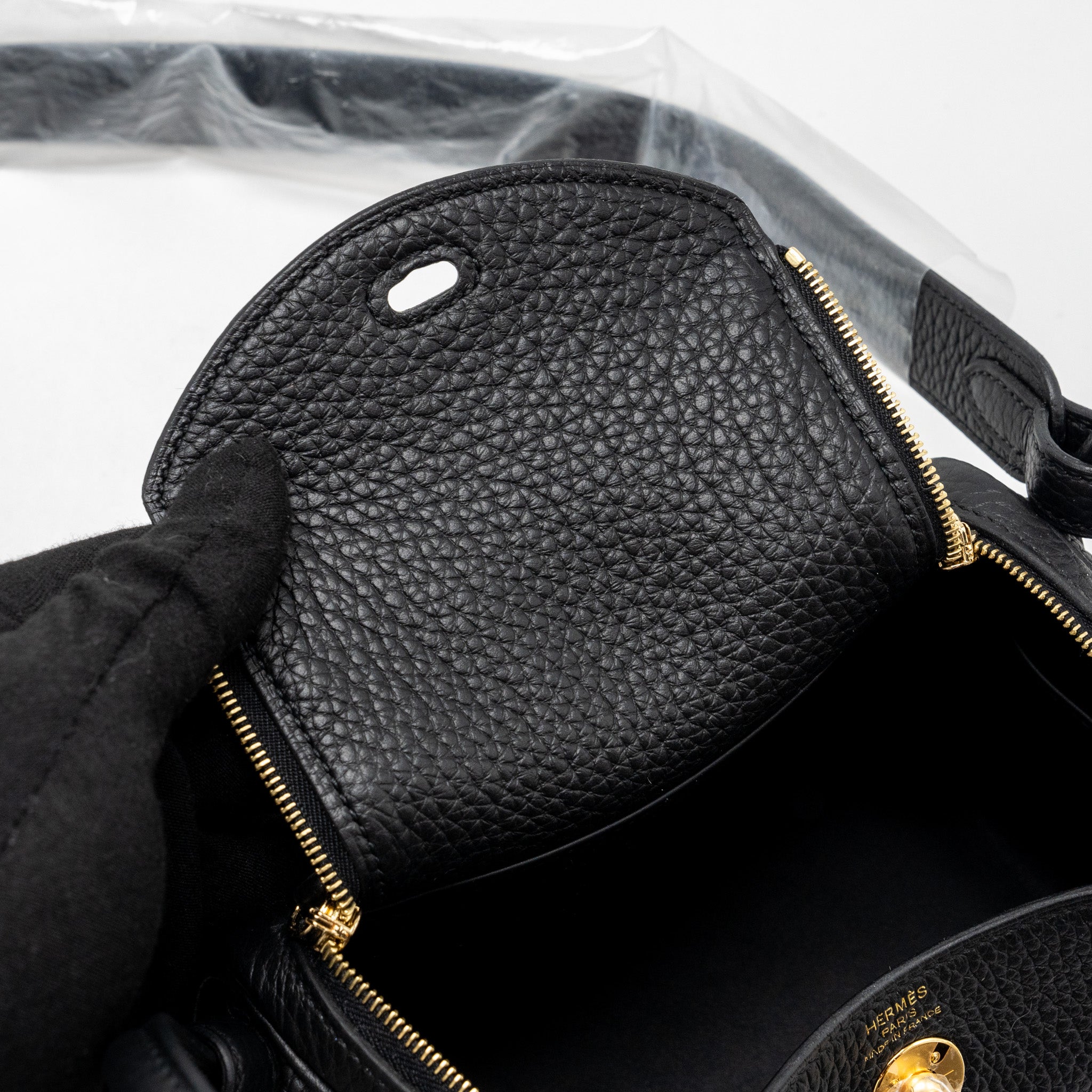 HERMES MINI LINDY CLEMENCE BLACK GHW