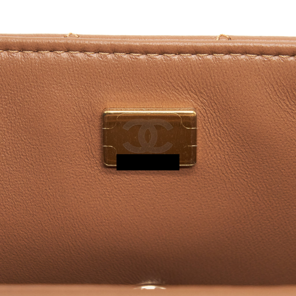 CHANEL 22S MINI RECTANGULAR FLAP BAG CARAMEL LGHW (MICROCHIP)