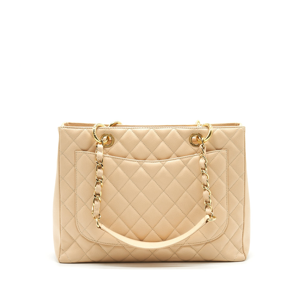 CHANEL GRAND SHOPPING TOTE BAG CAVIAR BEIGE GHW SERIAL 16