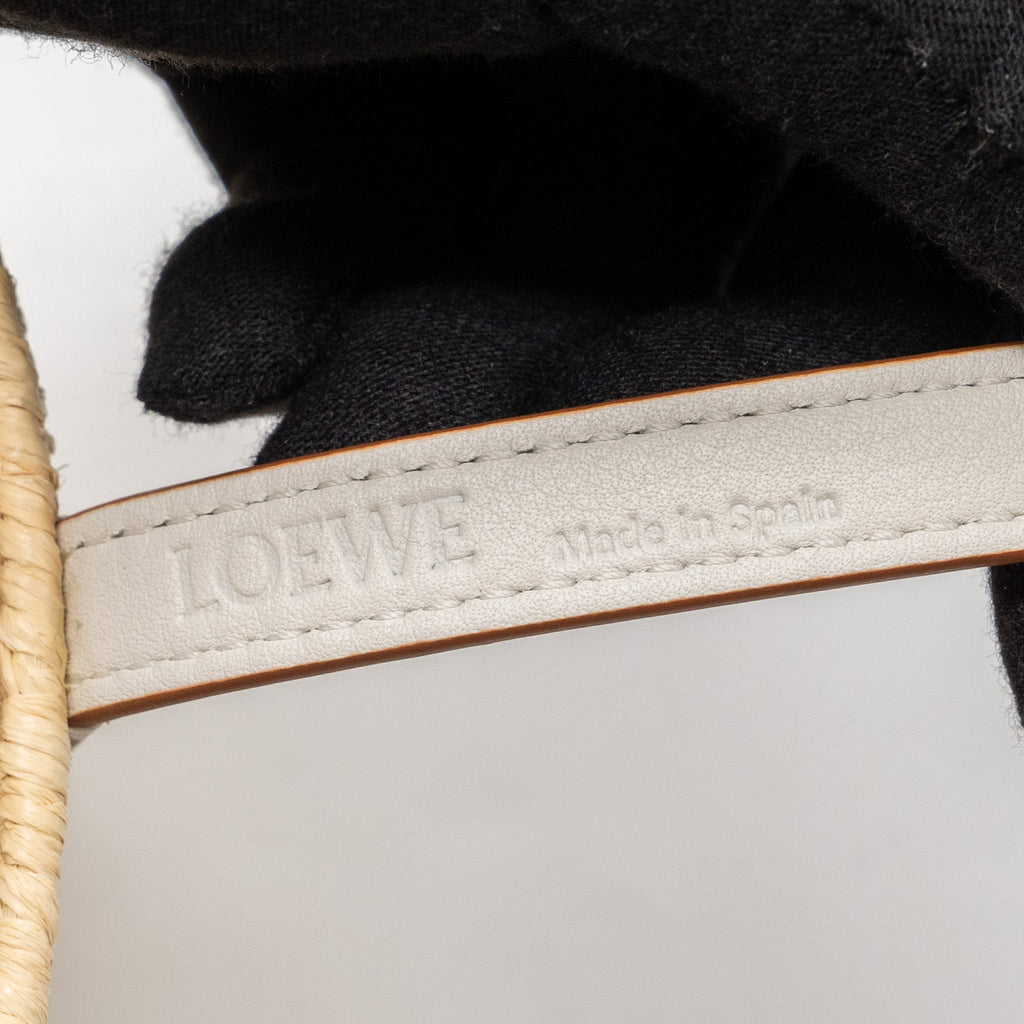 LOEWE SMALL SQUARE BASKET BAG RAFFIA/CALFSKIN WHITE SHW