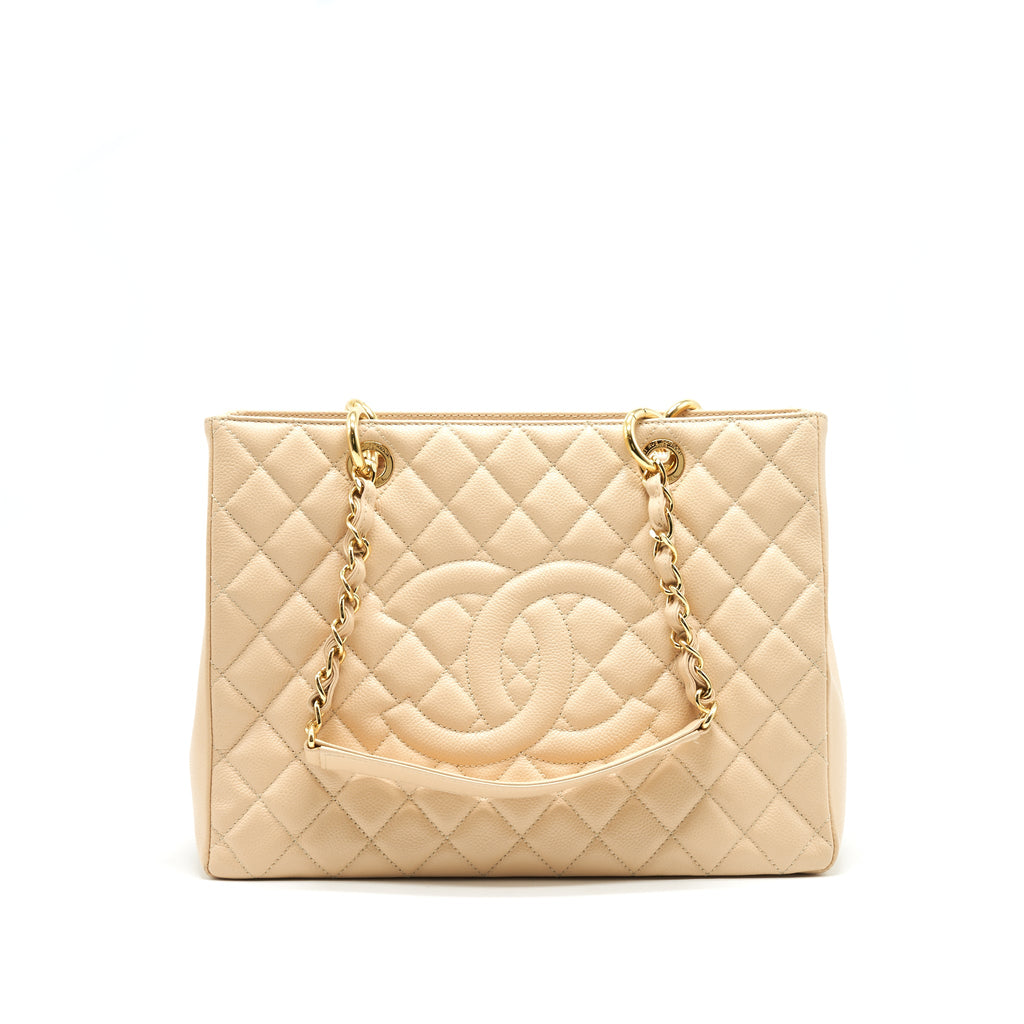 CHANEL GRAND SHOPPING TOTE BAG CAVIAR BEIGE GHW SERIAL 16
