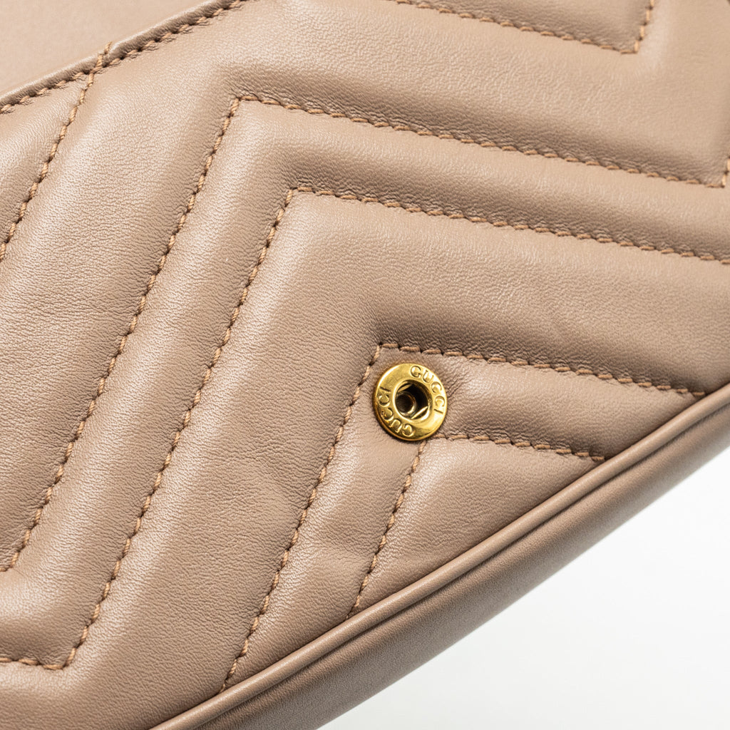 GUCCI SUPER MINI GG MARMONT BAG CALFSKIN BEIGE GHW