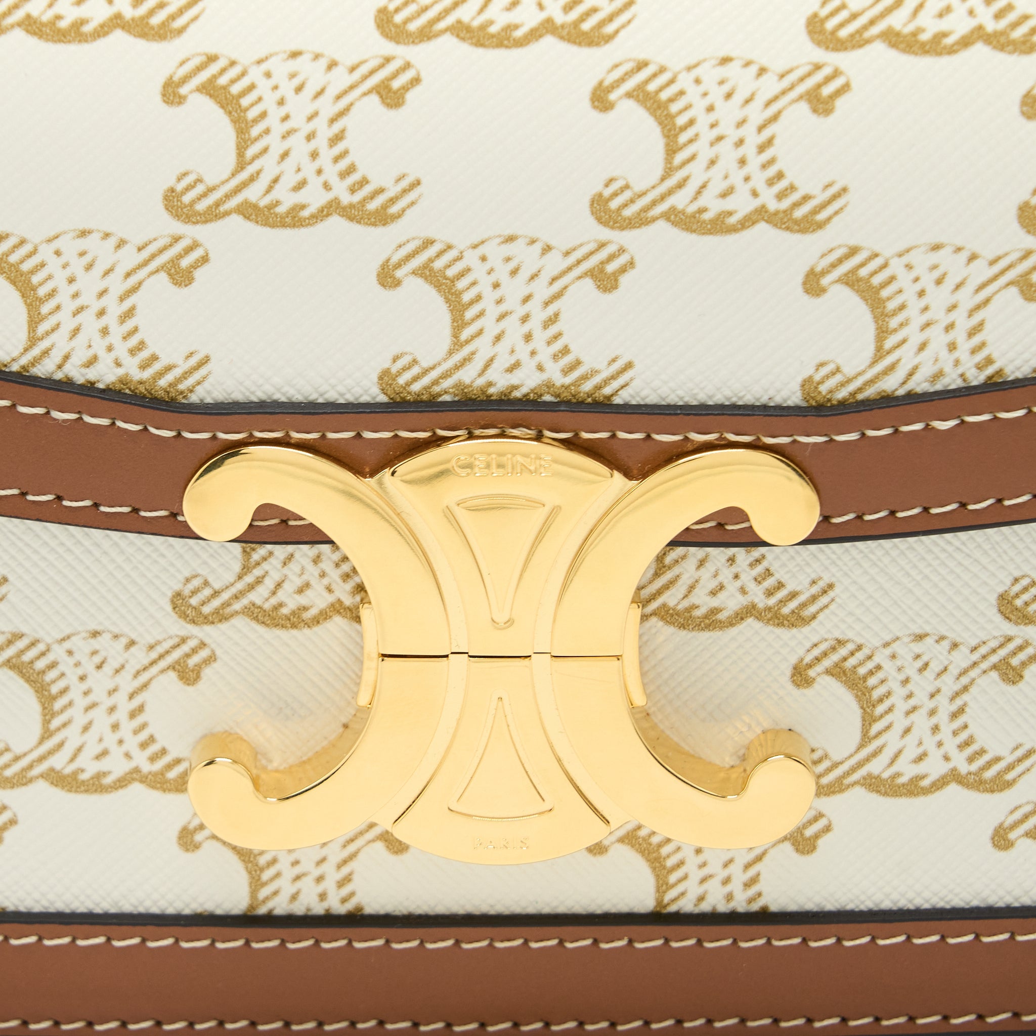 CELINE TEEN TRIOMPHE BAG TRIOMPHE CANVAS/CALFSKIN WHITE GHW