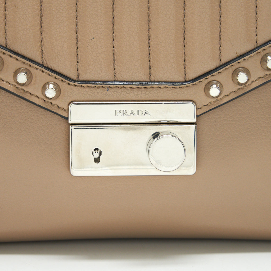 PRADA SMALL LEATHER BAG BEIGE SHW
