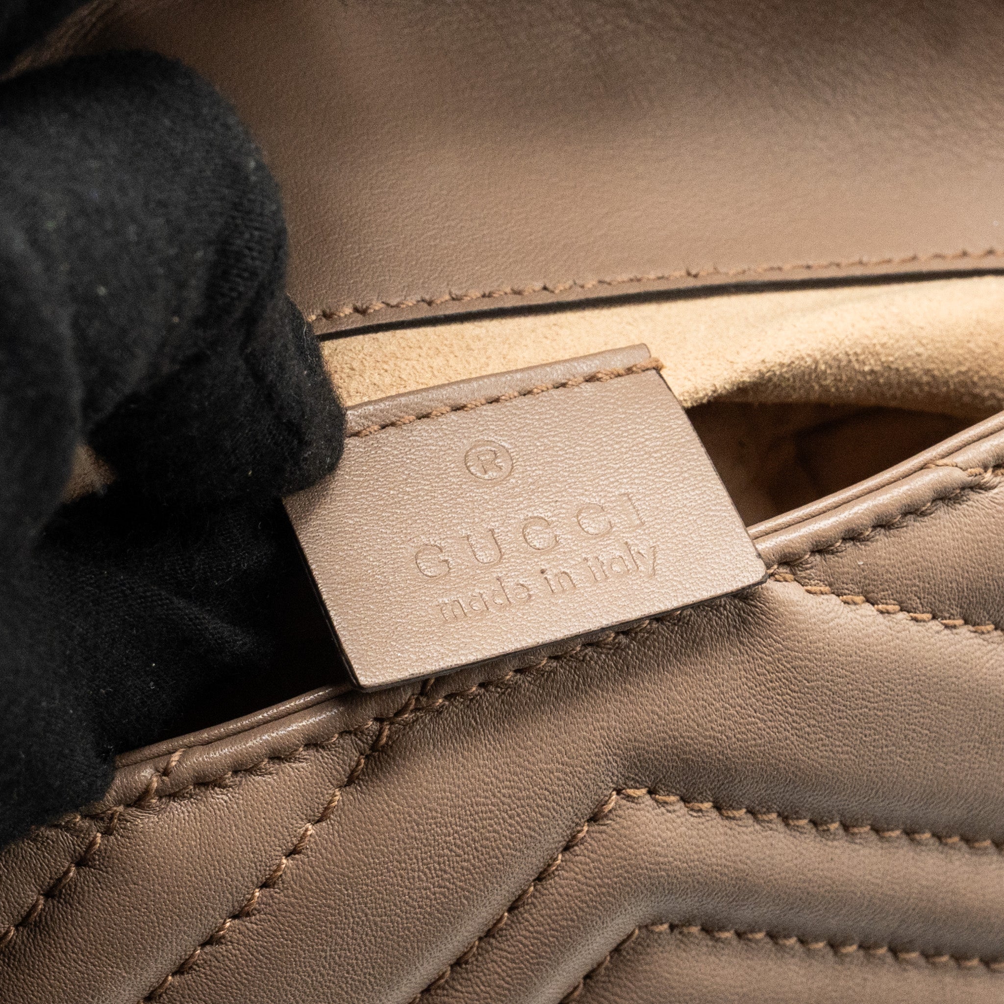 GUCCI SUPER MINI GG MARMONT BAG CALFSKIN BEIGE GHW