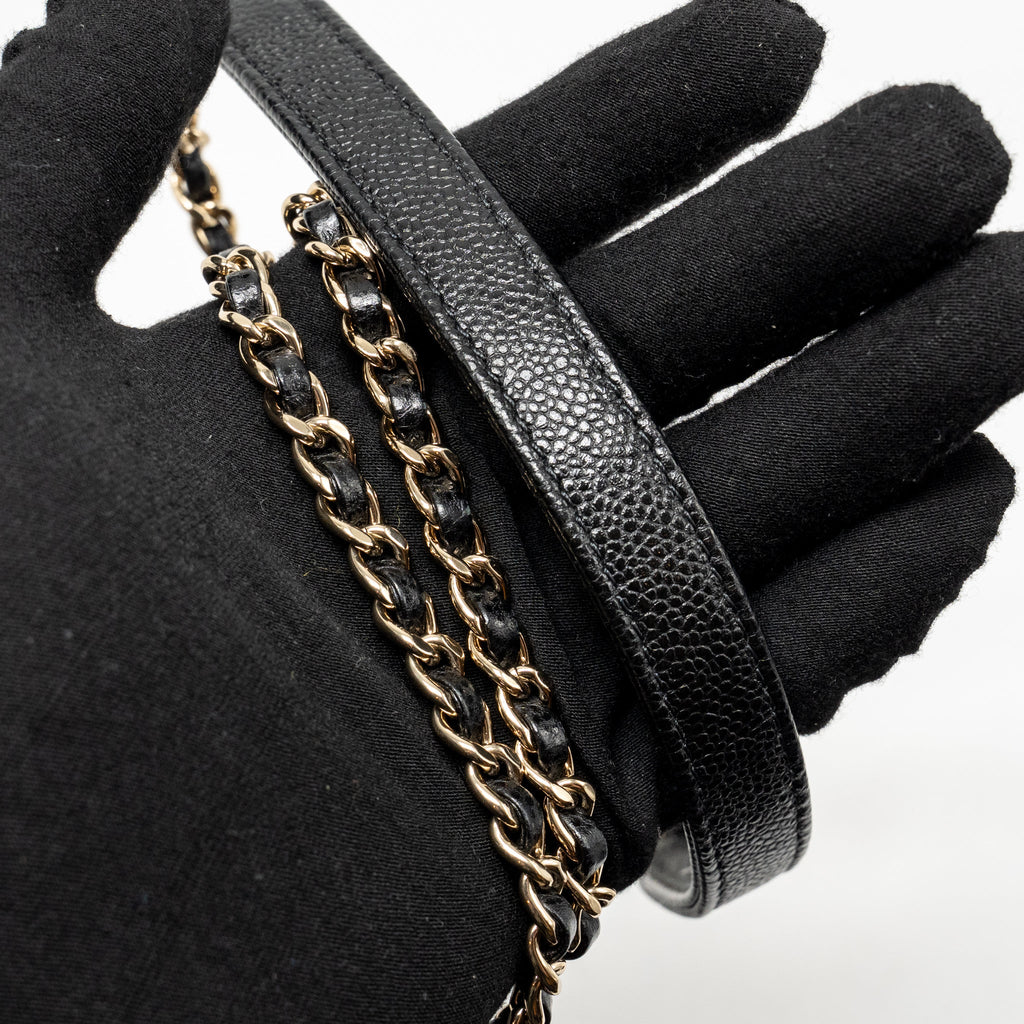 CHANEL SMALL BUSINESS AFFINITY CAVIAR BLACK LGHW
