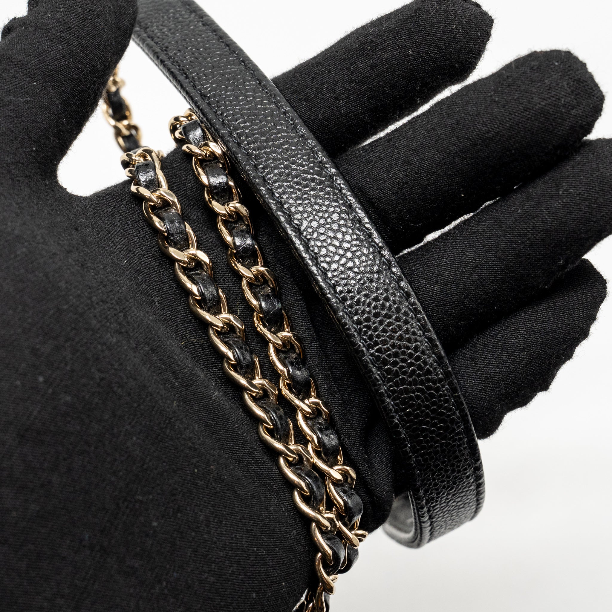 CHANEL SMALL BUSINESS AFFINITY CAVIAR BLACK LGHW