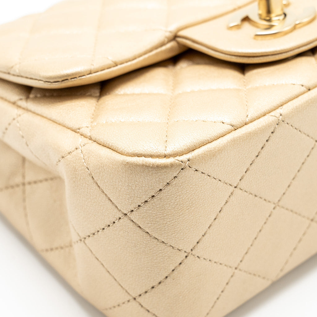 CHANEL MINI SQUARE FLAP BAG LAMBSKIN GOLD GHW