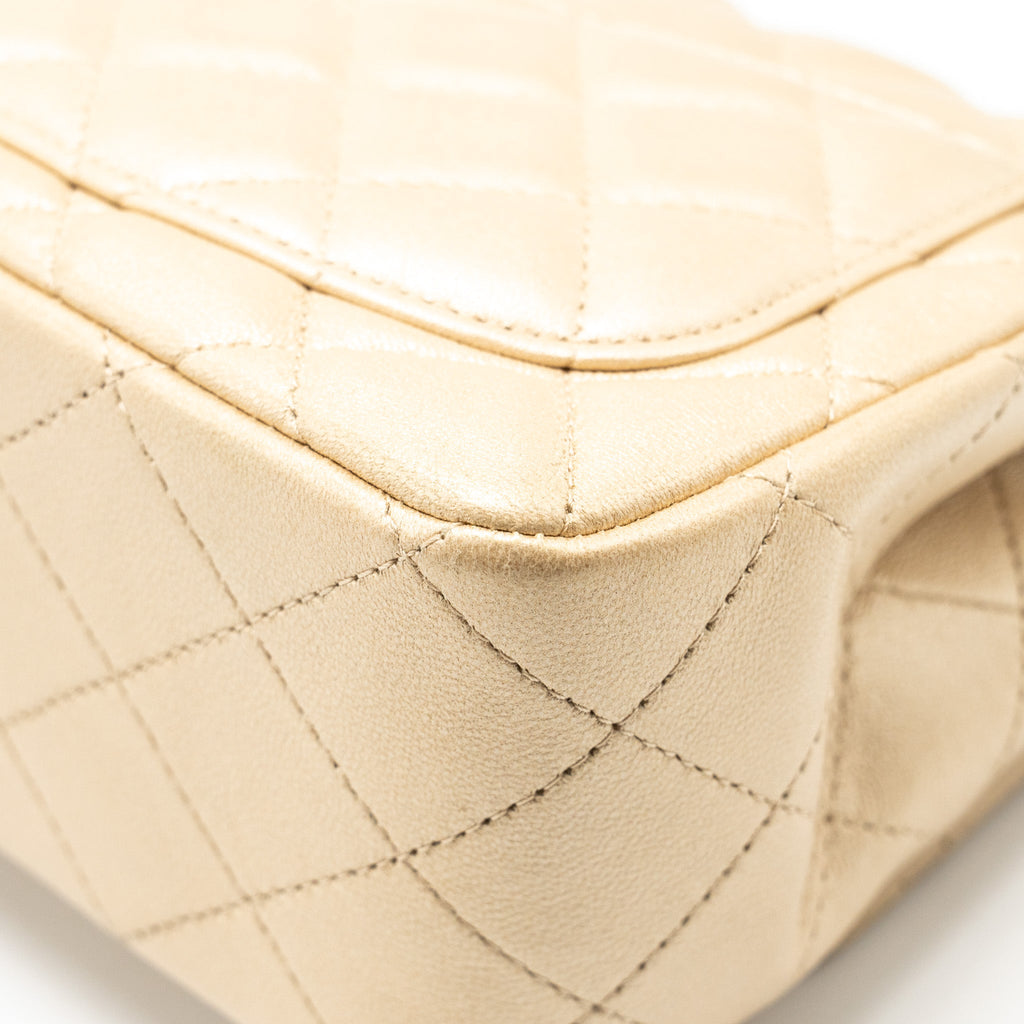 CHANEL MINI SQUARE FLAP BAG LAMBSKIN GOLD GHW