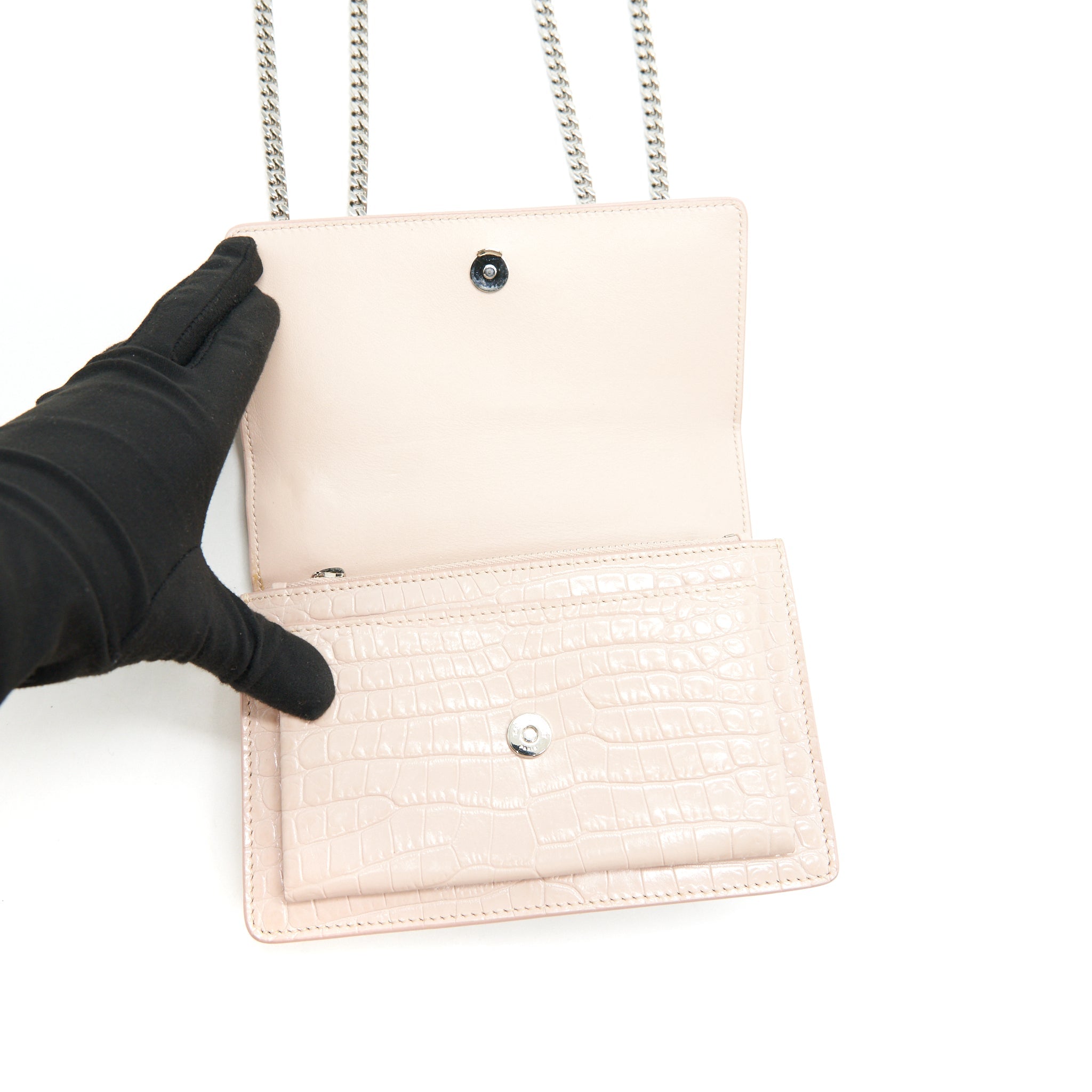 SAINT LAURENT /YSL SMALL WALLET ON CHAIN PINK SHW