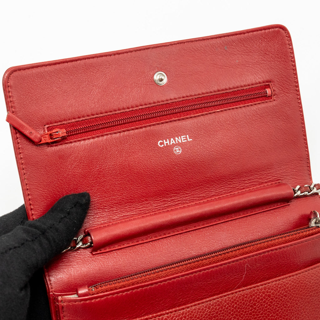 CHANEL TIMELESS WALLET ON CHAIN CAVIAR RED SHW