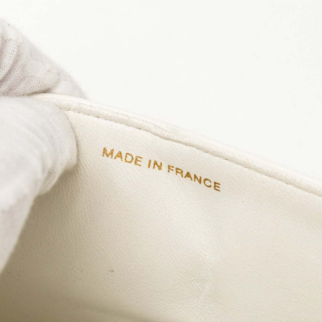 CHANEL VINTAGE SMALL CLASSIC DOUBLE FLAP BAG LAMBSKIN WHITE GHW