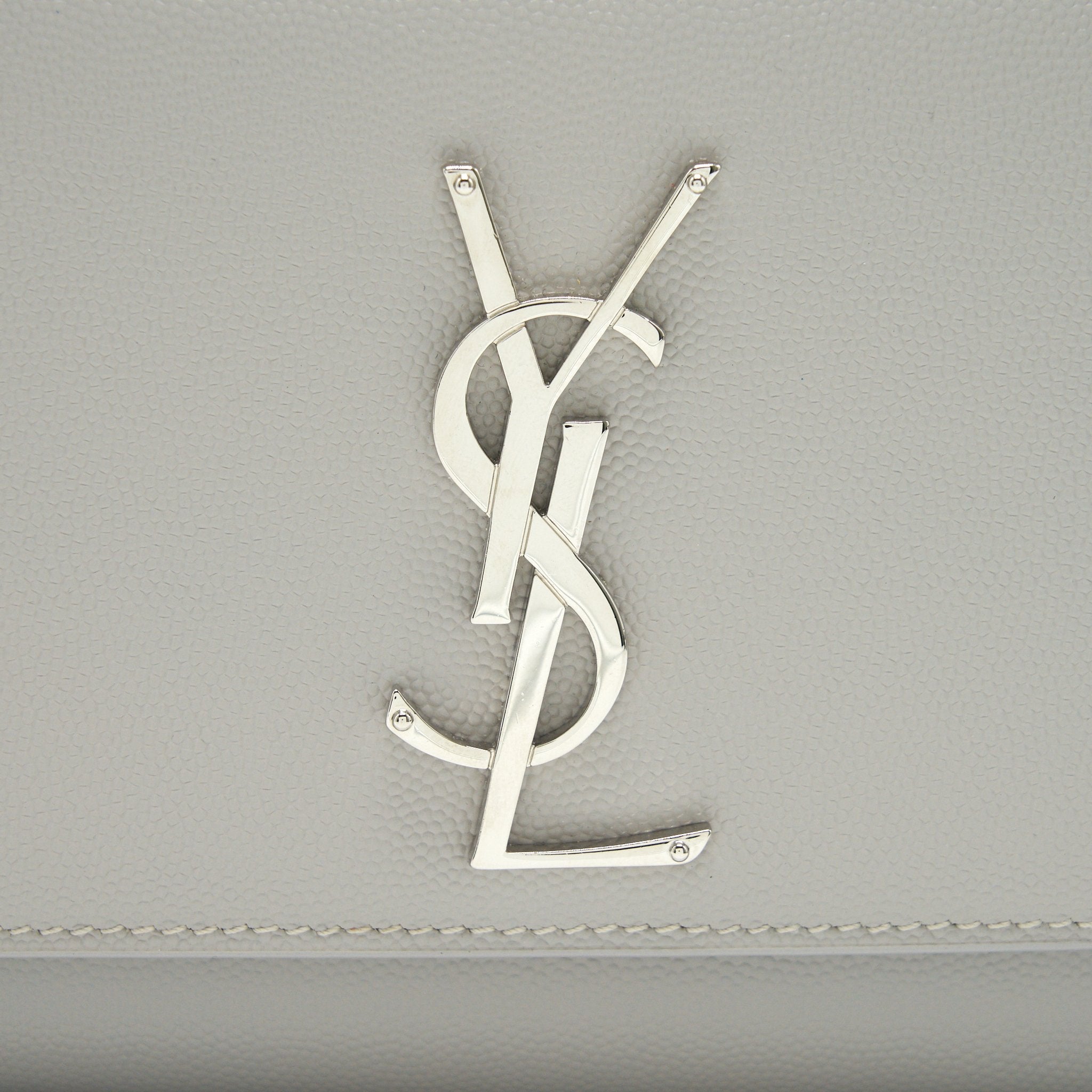 SAINT LAURENT SMALL KATE SMALL CHAIN BAG LIGHT GREY SHW