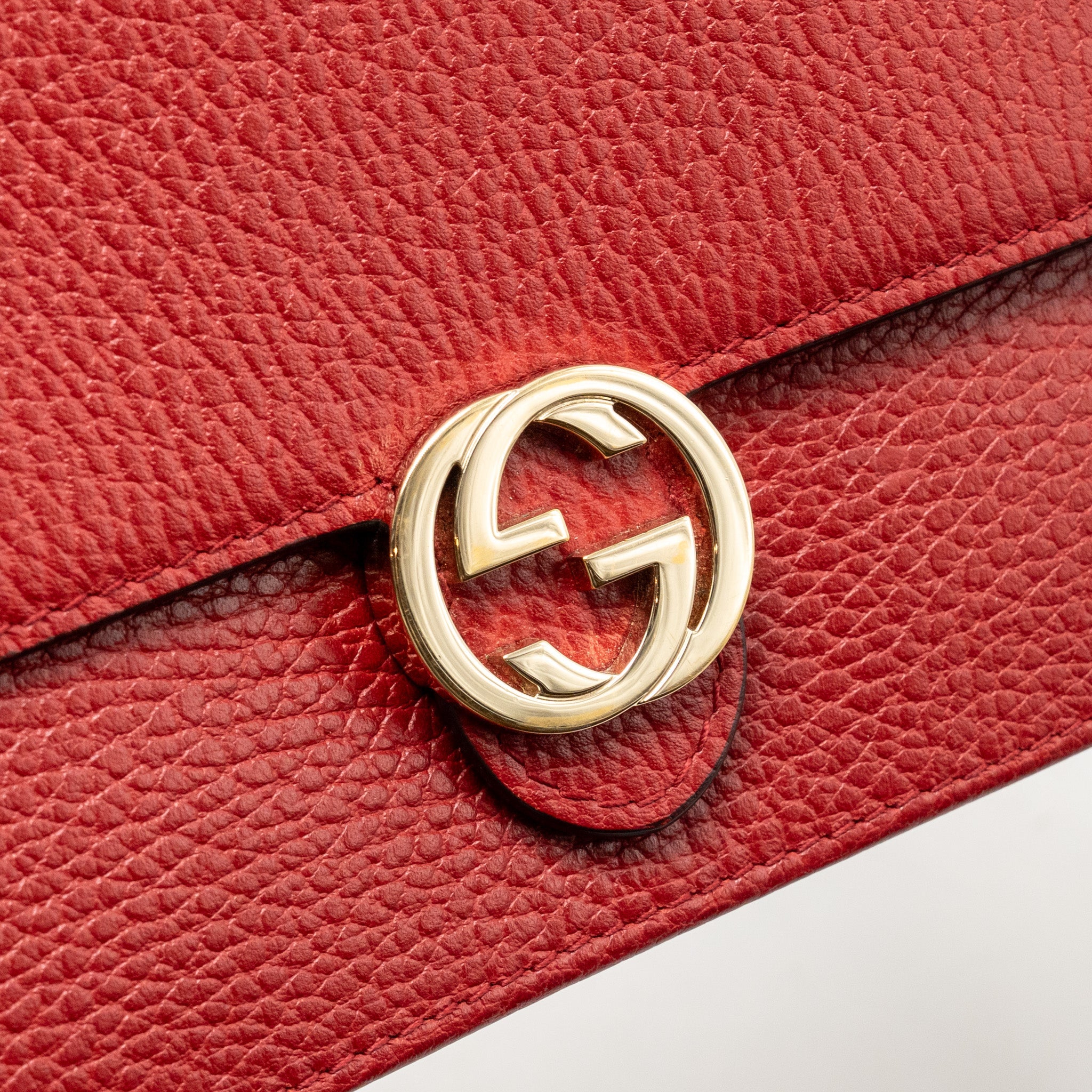GUCCI INTERLOCKING CHAIN WALLET CALFSKIN RED GHW