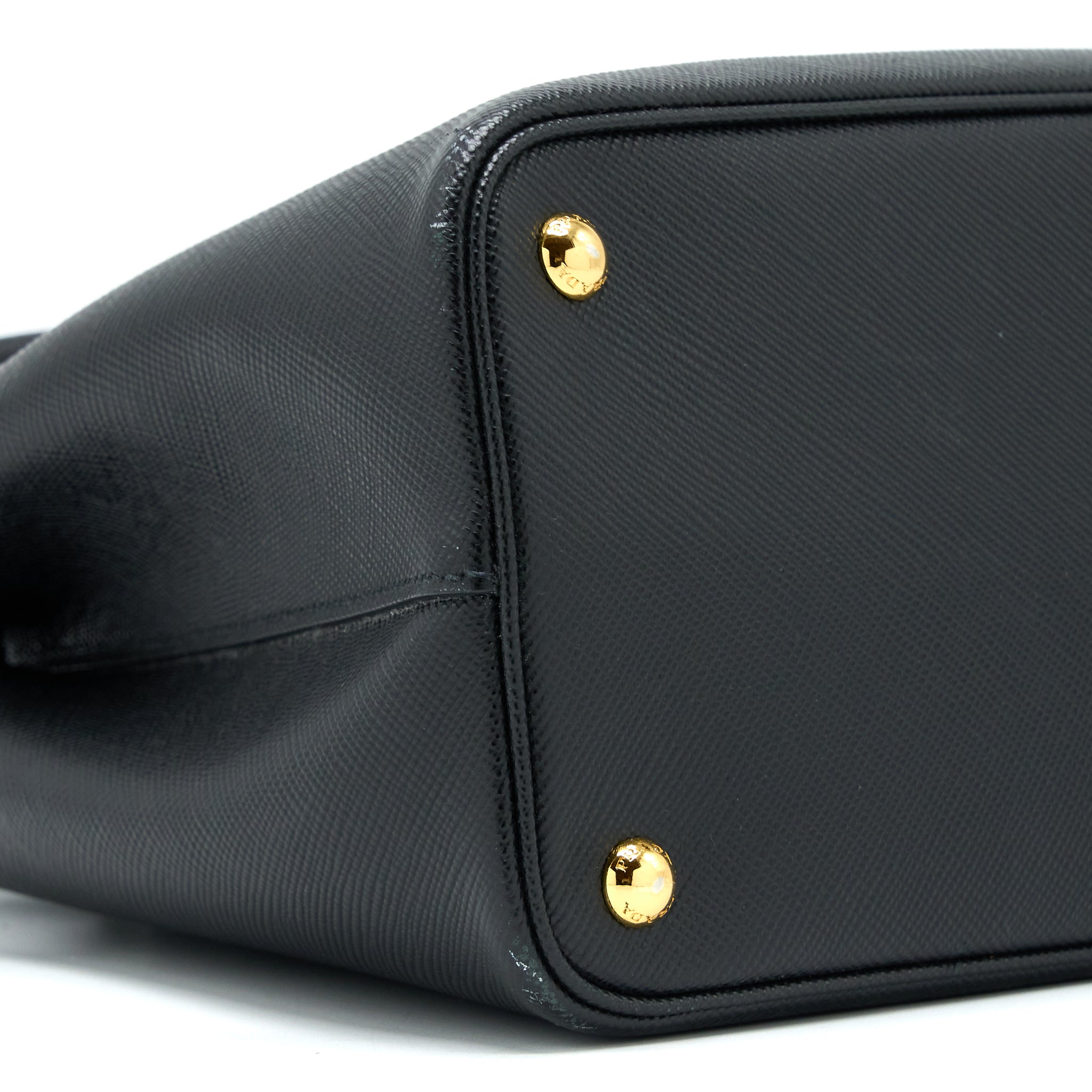 PRADA SAFFIANO DOUBLE BAG CALFSKIN BLACK GHW