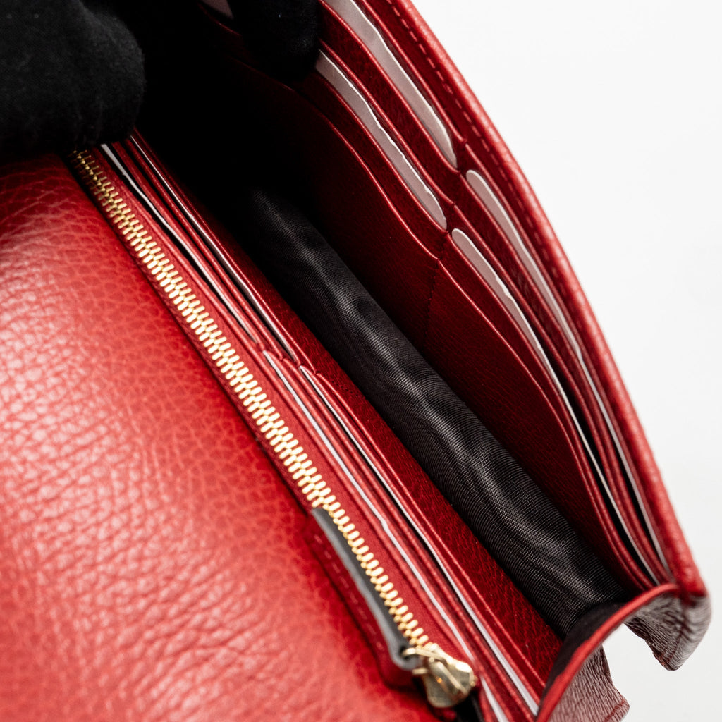 GUCCI INTERLOCKING CHAIN WALLET CALFSKIN RED GHW