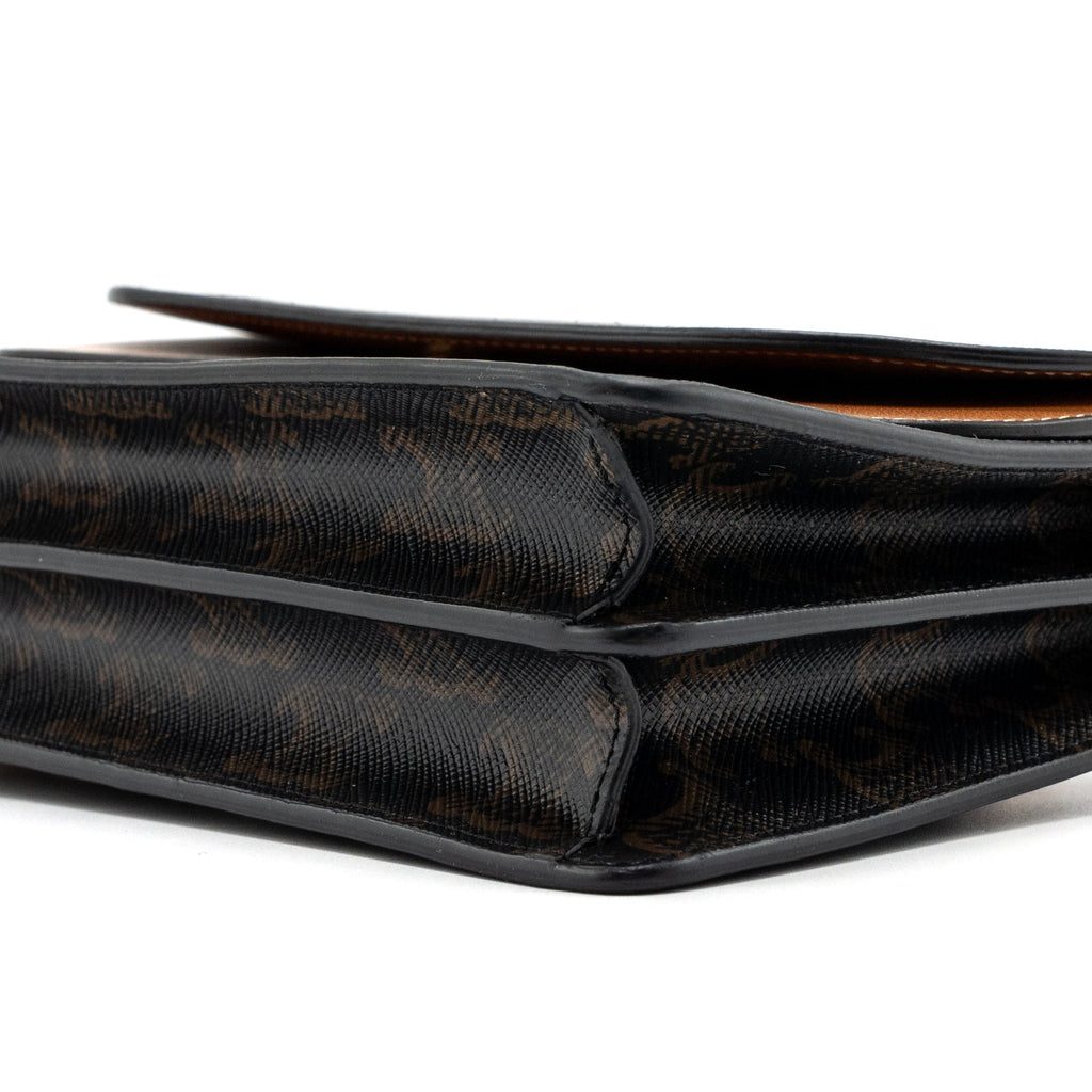 CELINE WALLET ON STRAP TRIOMPHE CANVAS/SMOOTH LAMBSKIN TAN GHW