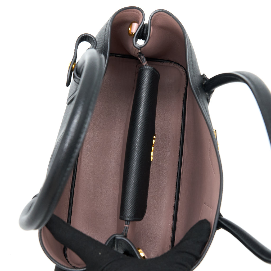 PRADA SAFFIANO DOUBLE BAG CALFSKIN BLACK GHW