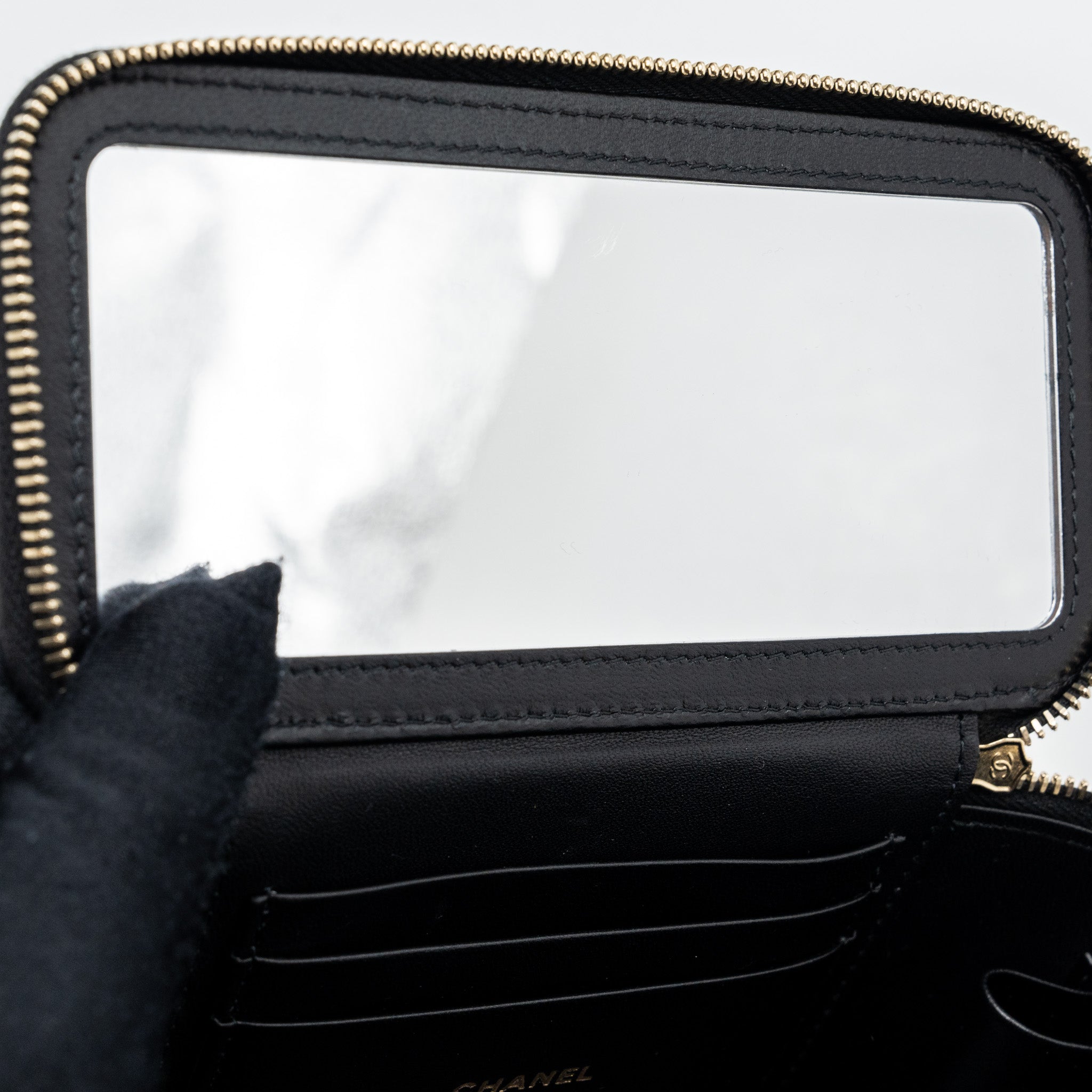 CHANEL TOP HANDLE LONG VANITY WITH CHAIN LAMBSKIN BLACK GHW(MICROCHIP)