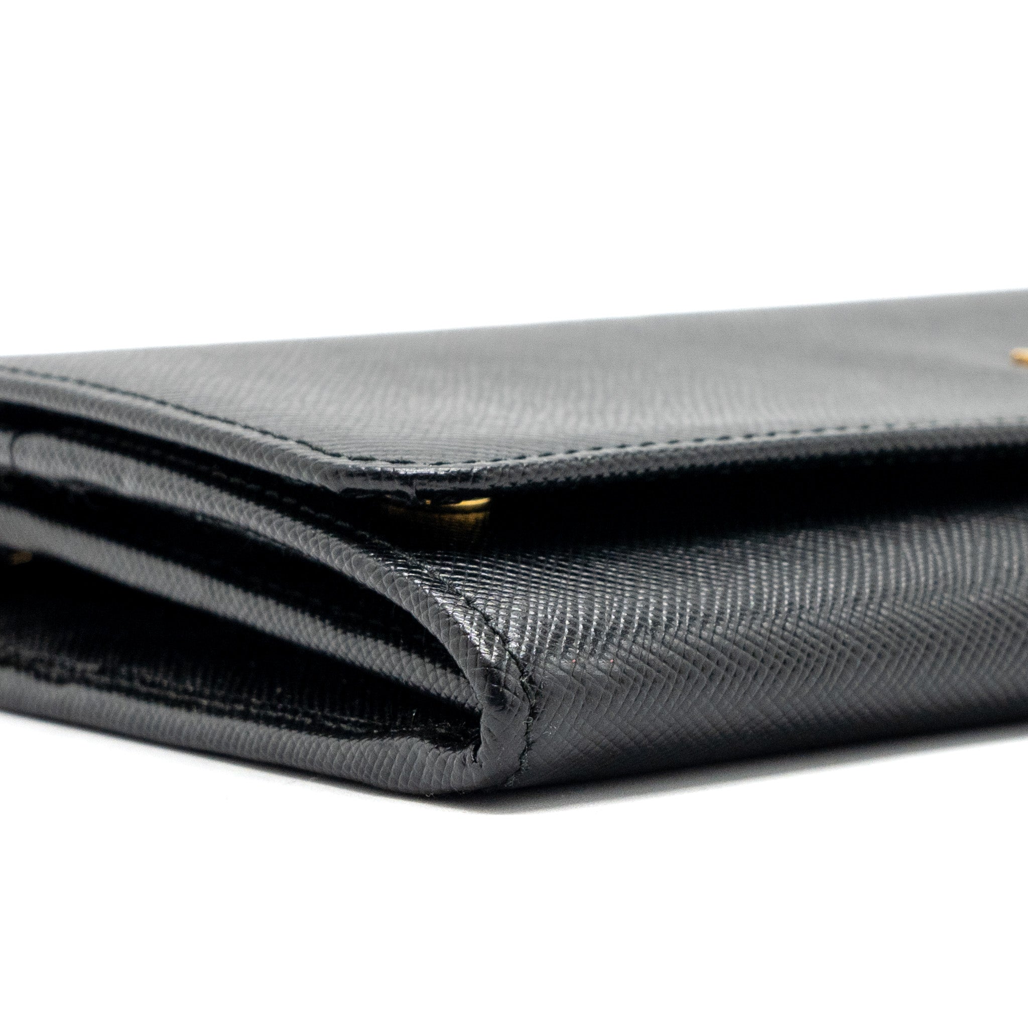 PRADA LONG WALLET WITH CHAIN SAFFIANO BLACK GHW