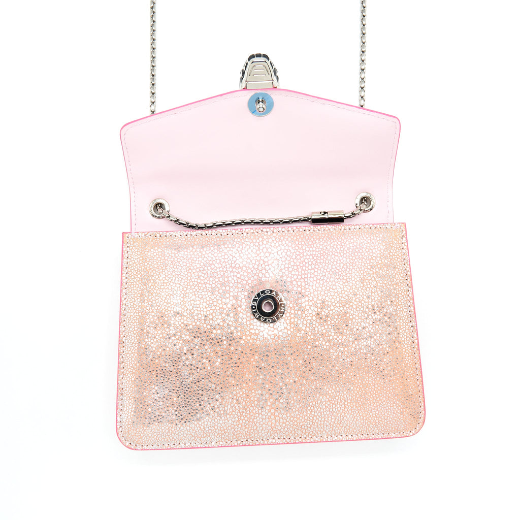 BVLGARI SERPENTI FOREVER BAG ROSA DI FRANCIA CRYSTAL GALUCHAT