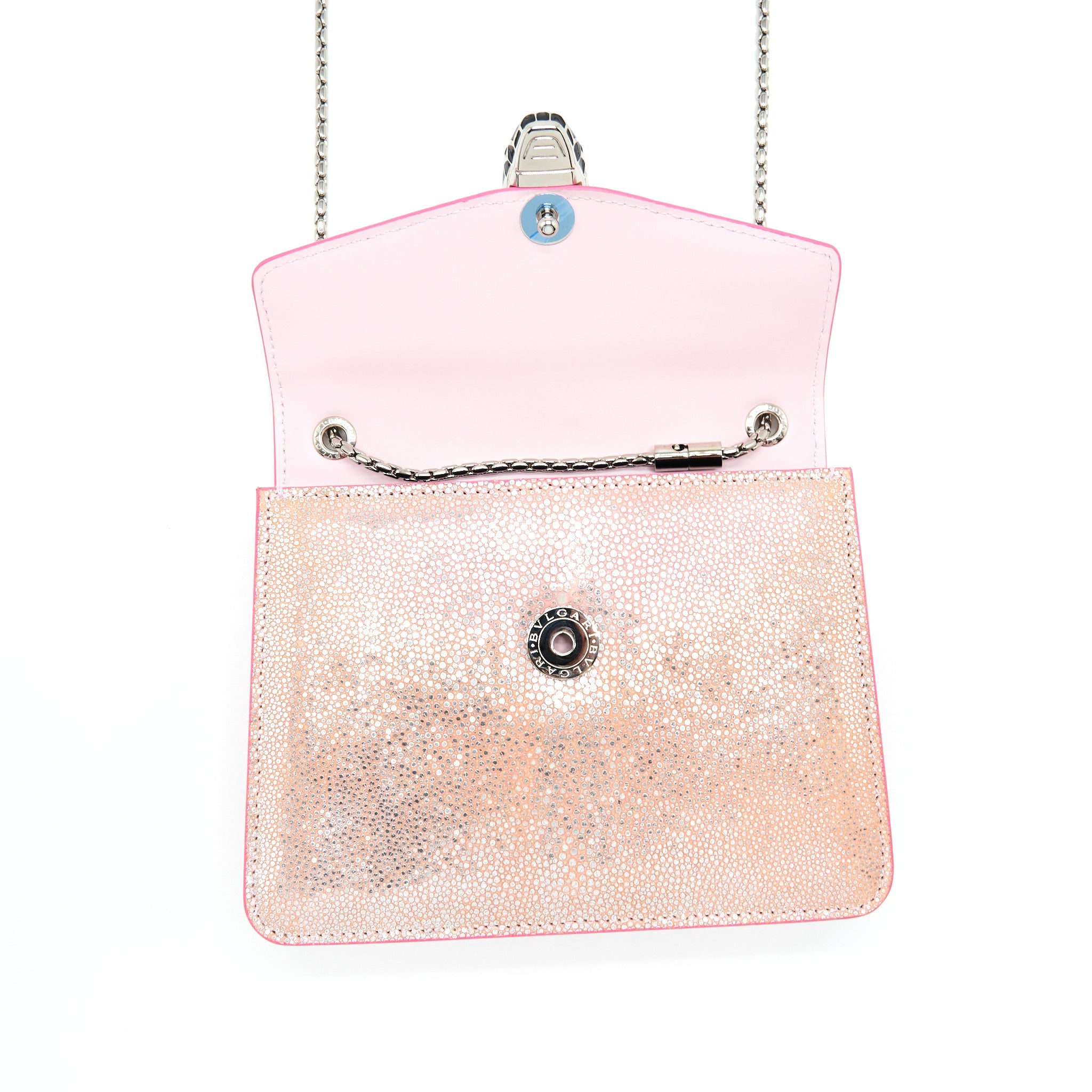 BVLGARI SERPENTI FOREVER BAG ROSA DI FRANCIA CRYSTAL GALUCHAT