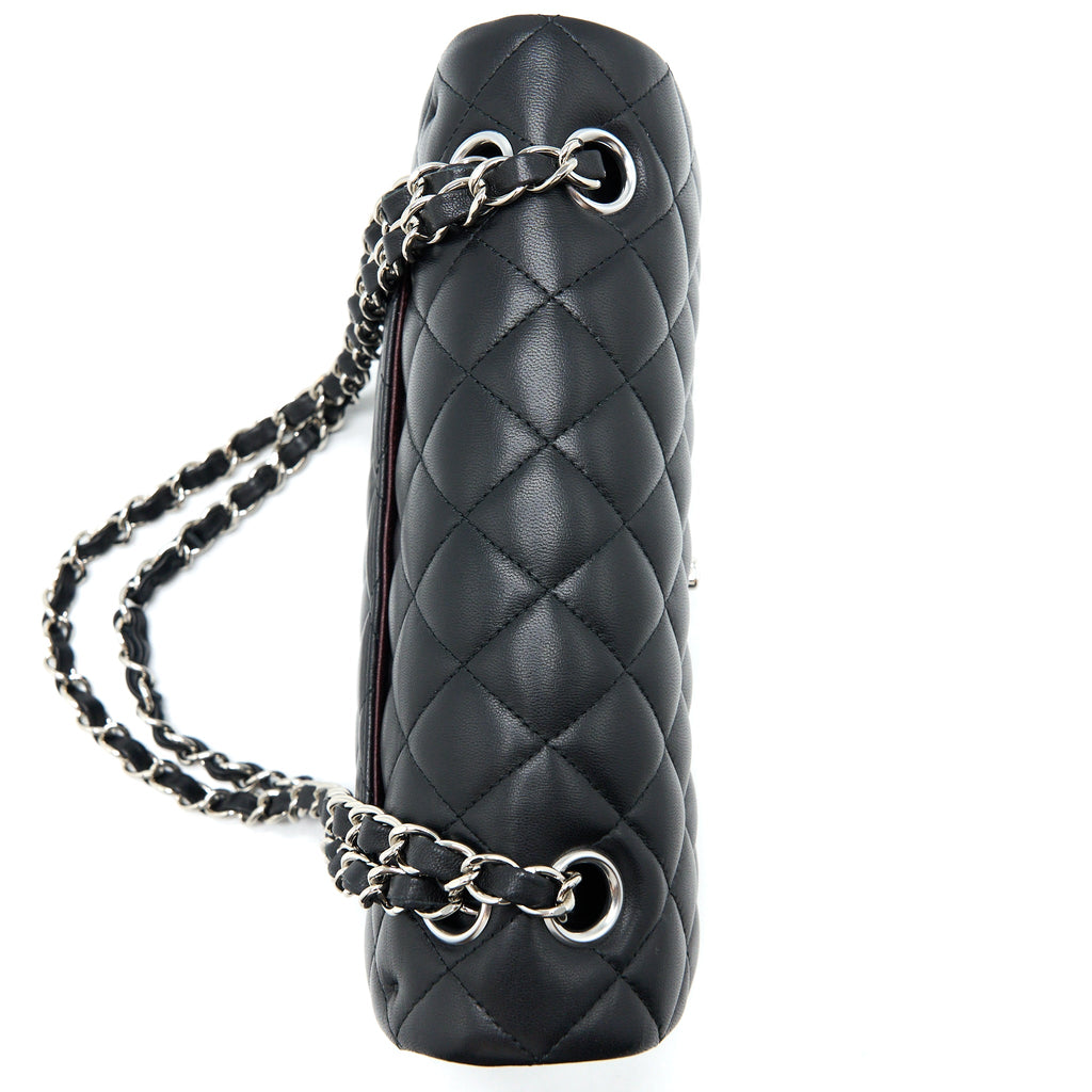 CHANEL SMALL CLASSIC DOUBLE FLAP BAG LAMBSKIN BLACK SHW