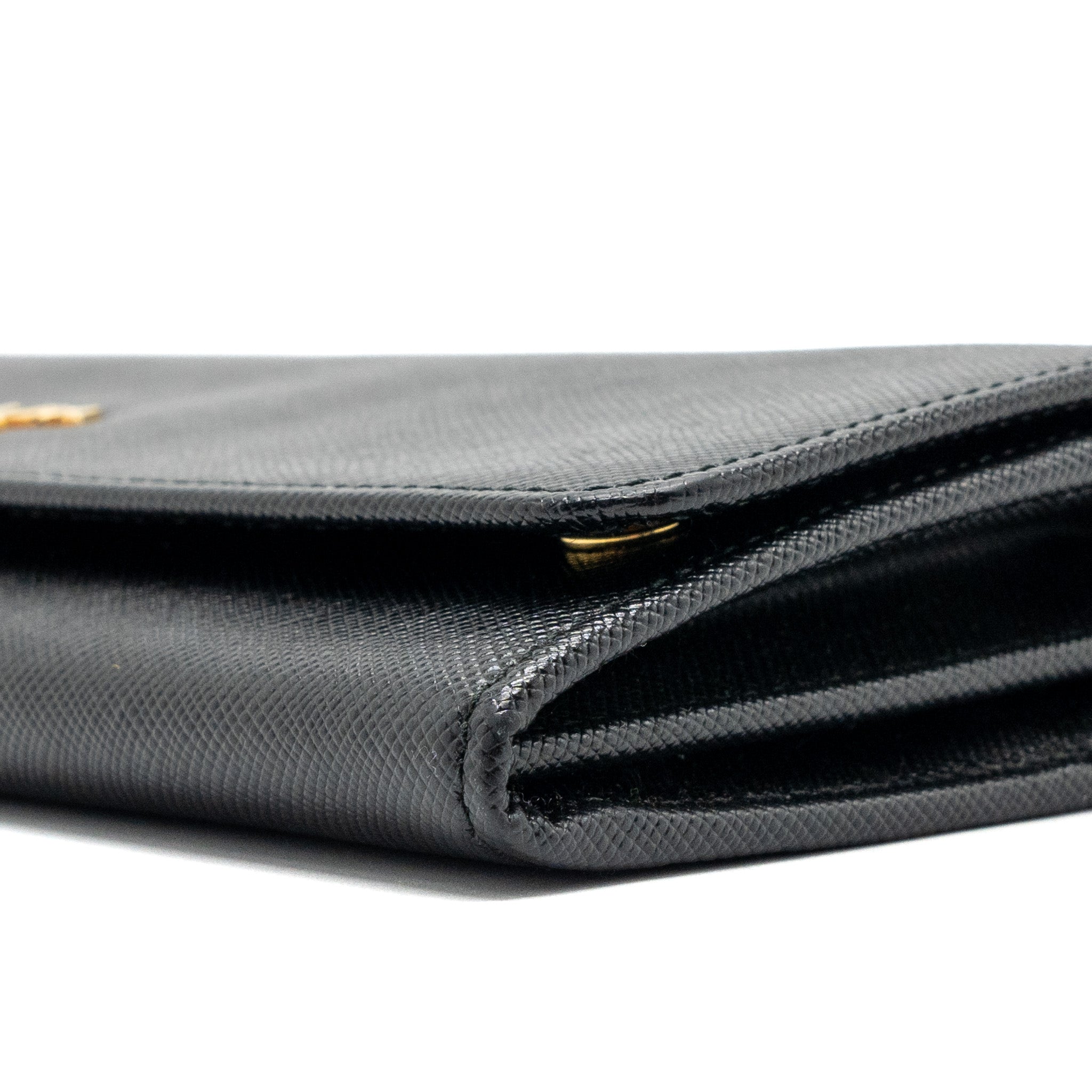 PRADA LONG WALLET WITH CHAIN SAFFIANO BLACK GHW