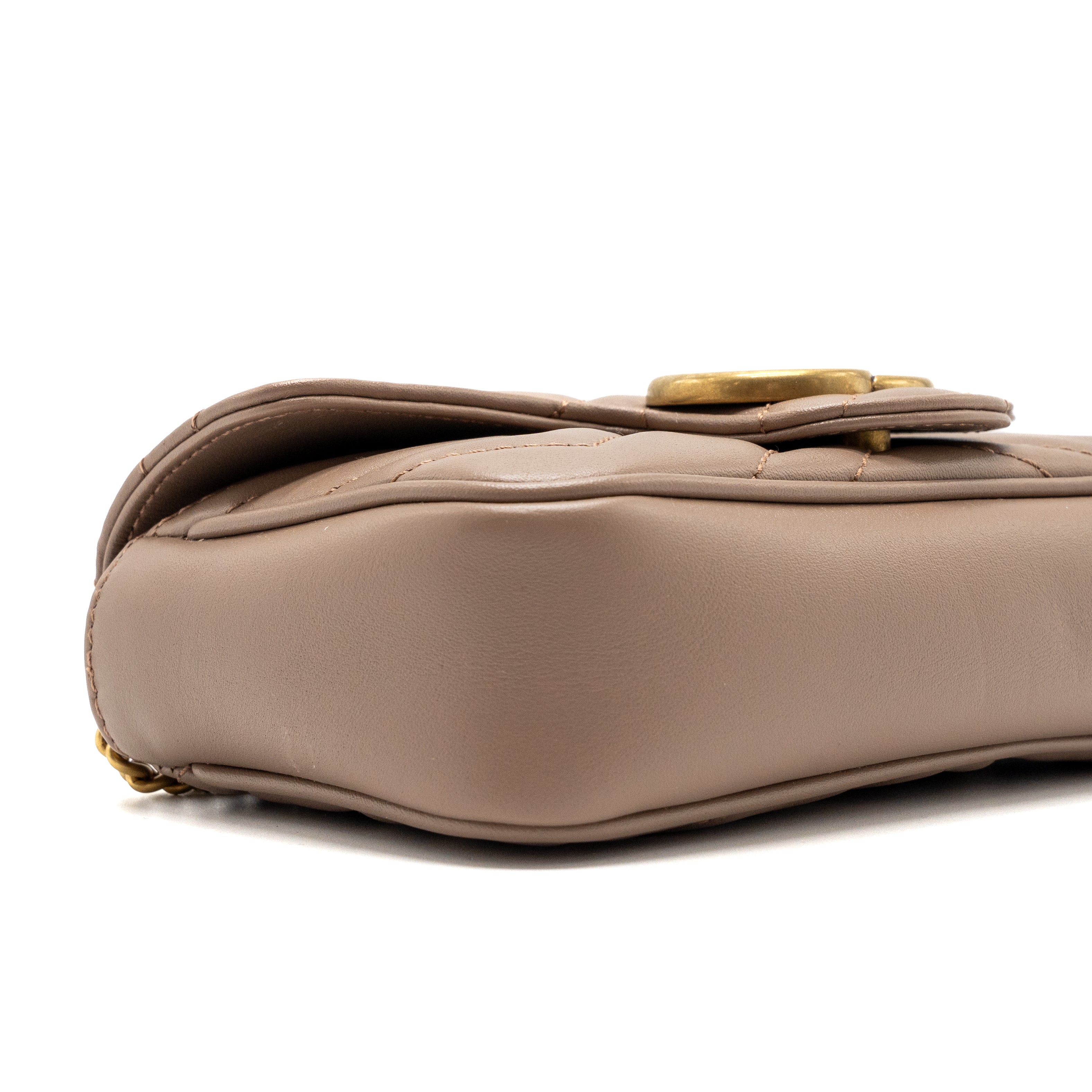 GUCCI SUPER MINI GG MARMONT BAG CALFSKIN BEIGE GHW