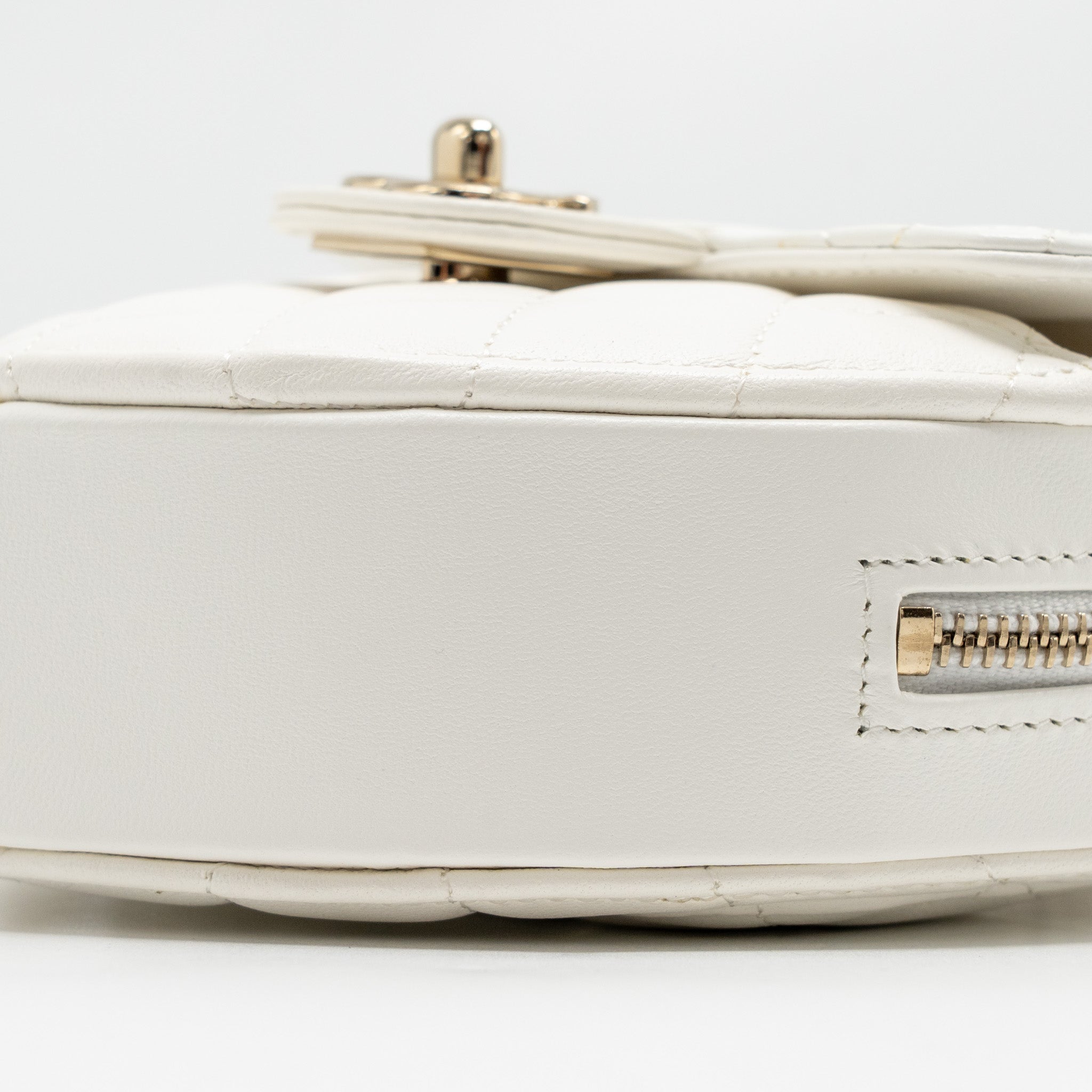 CHANEL SMALL HEART BAG LAMBSKIN WHITE LGHW