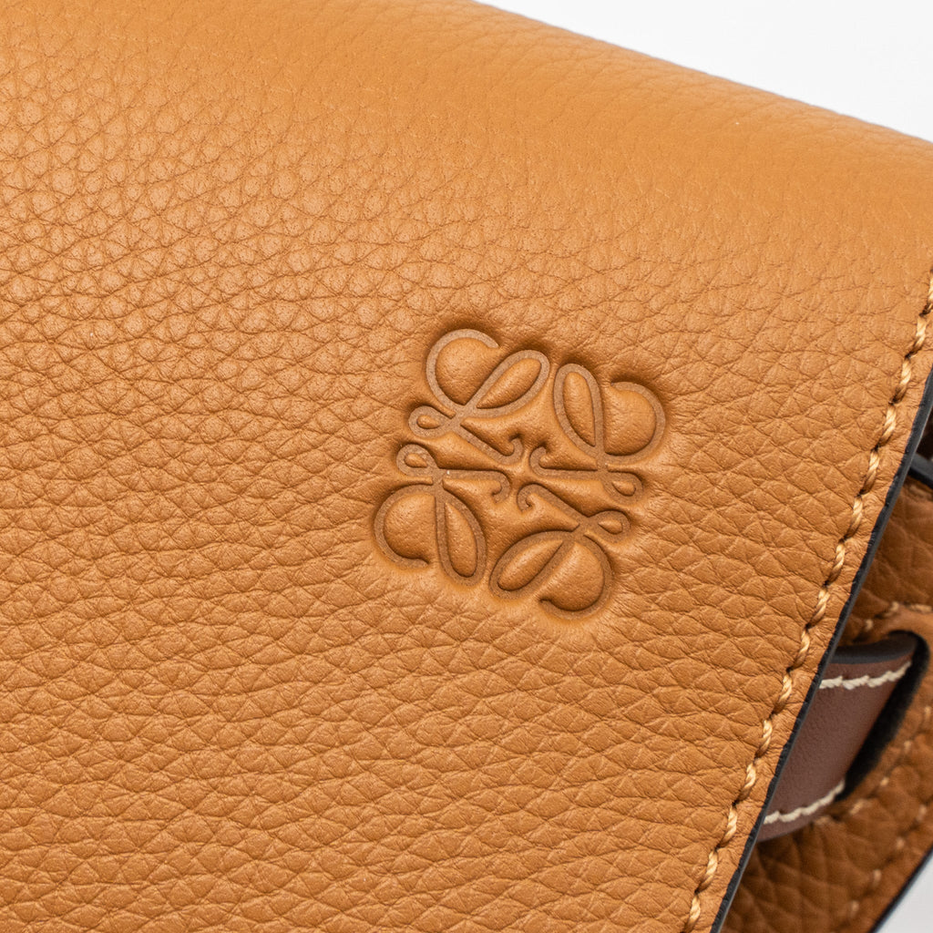 LOEWE MINI GATE GRAINED CALFSKIN BROWN GHW