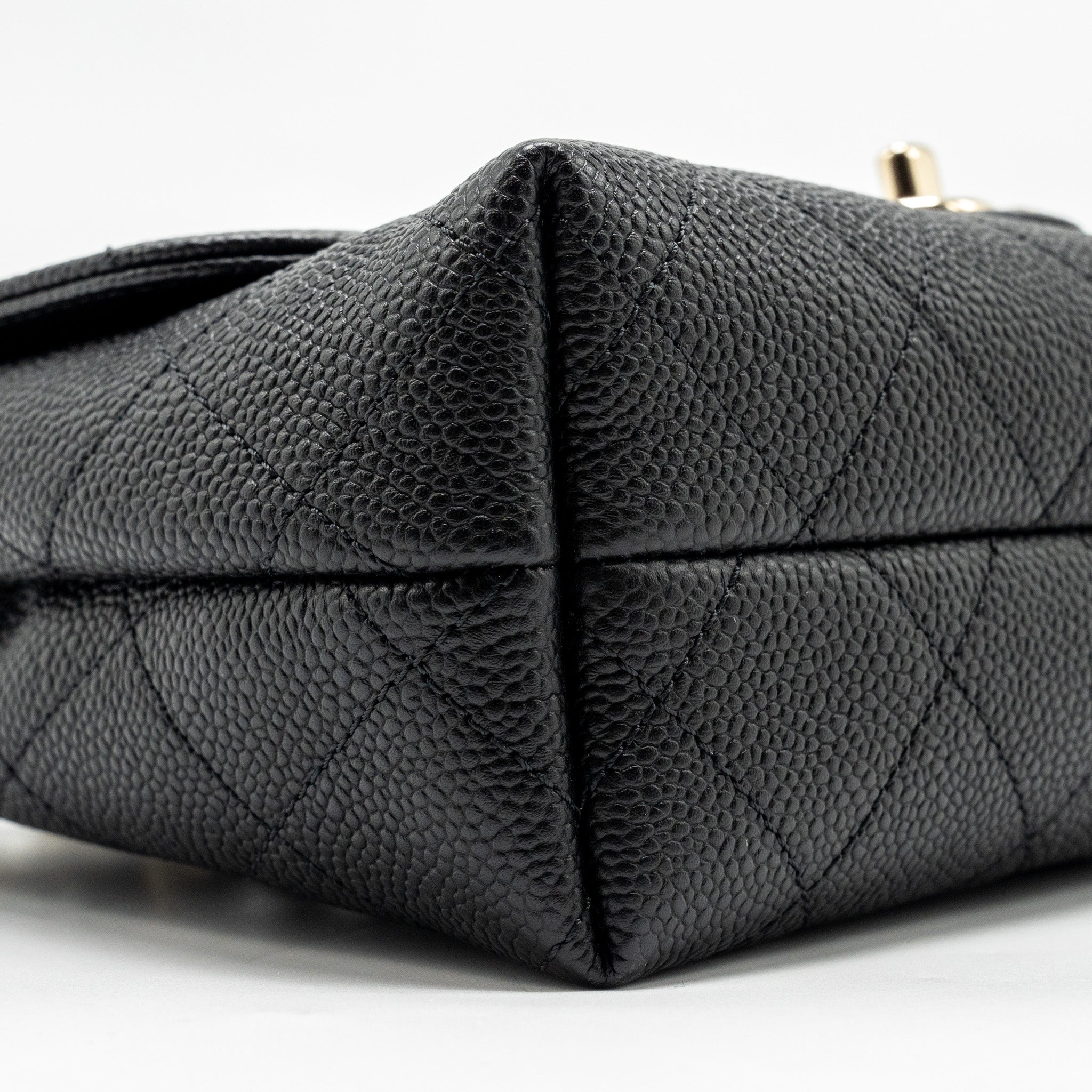 CHANEL CHAIN HANDLE FLAP BAG QUILTED CALFSKIN BLACK LGHW