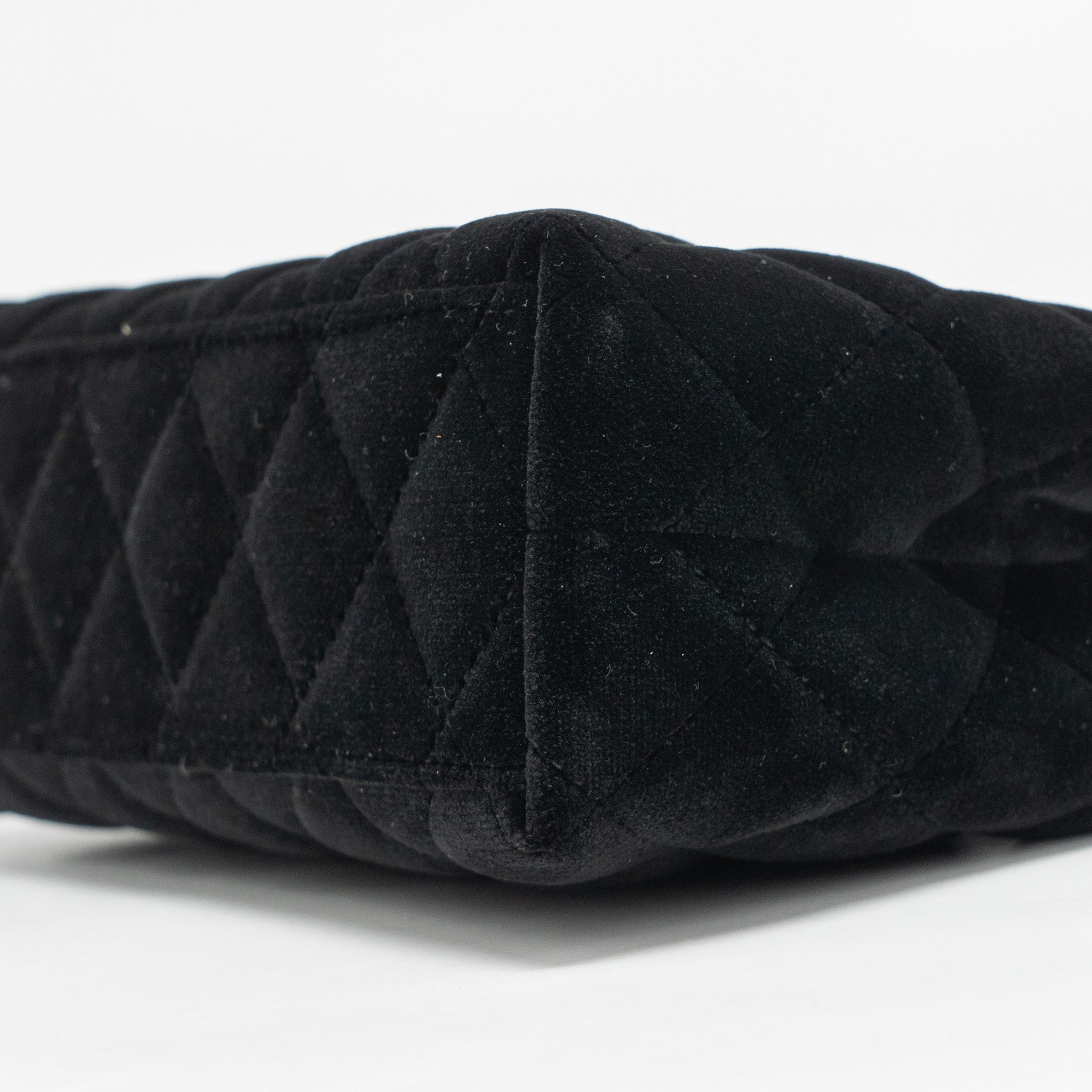 CHANEL MINI KELLY SHOPPING TOTE BAG VELVET BLACK GHW (MICROCHIP)