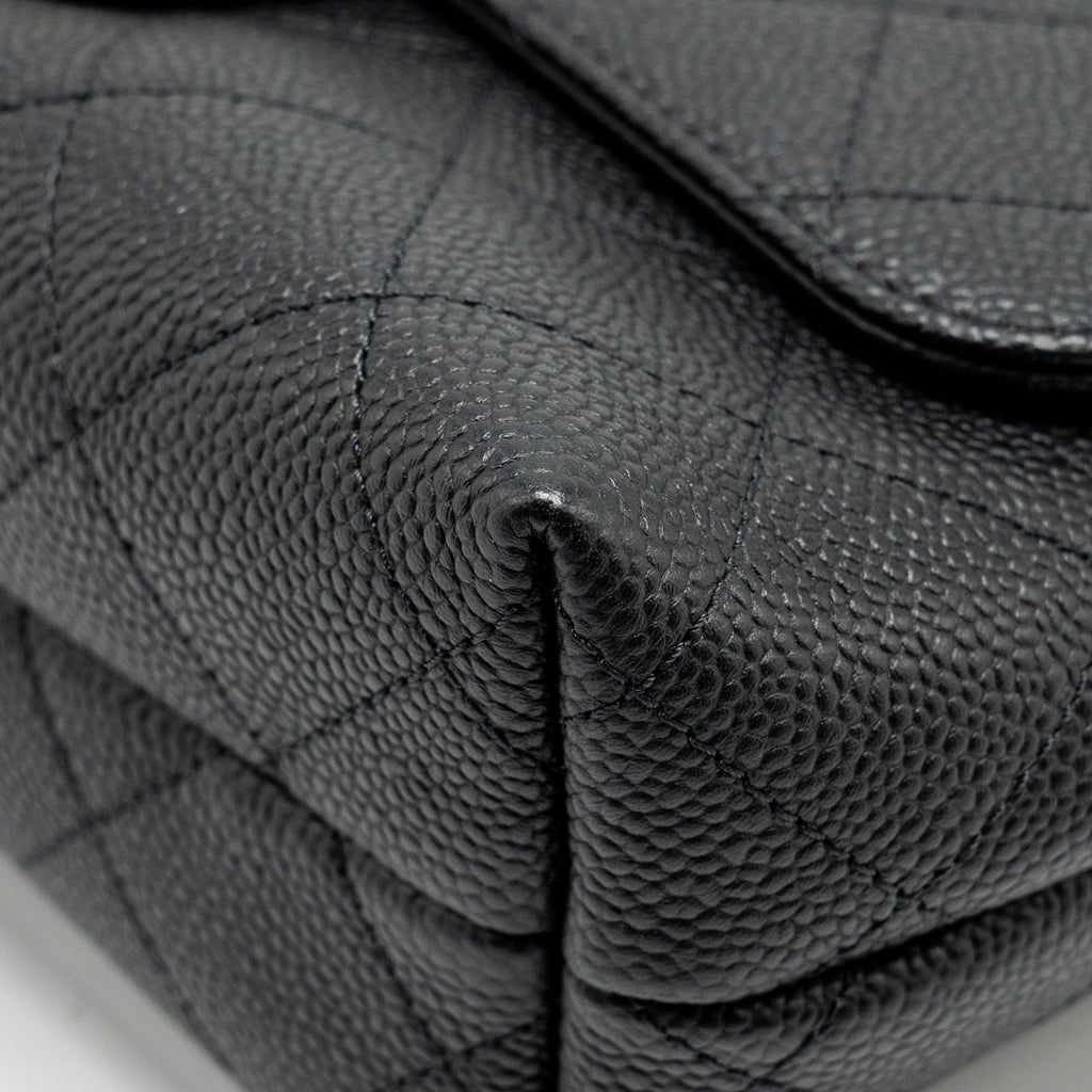 CHANEL CHAIN HANDLE FLAP BAG QUILTED CALFSKIN BLACK LGHW