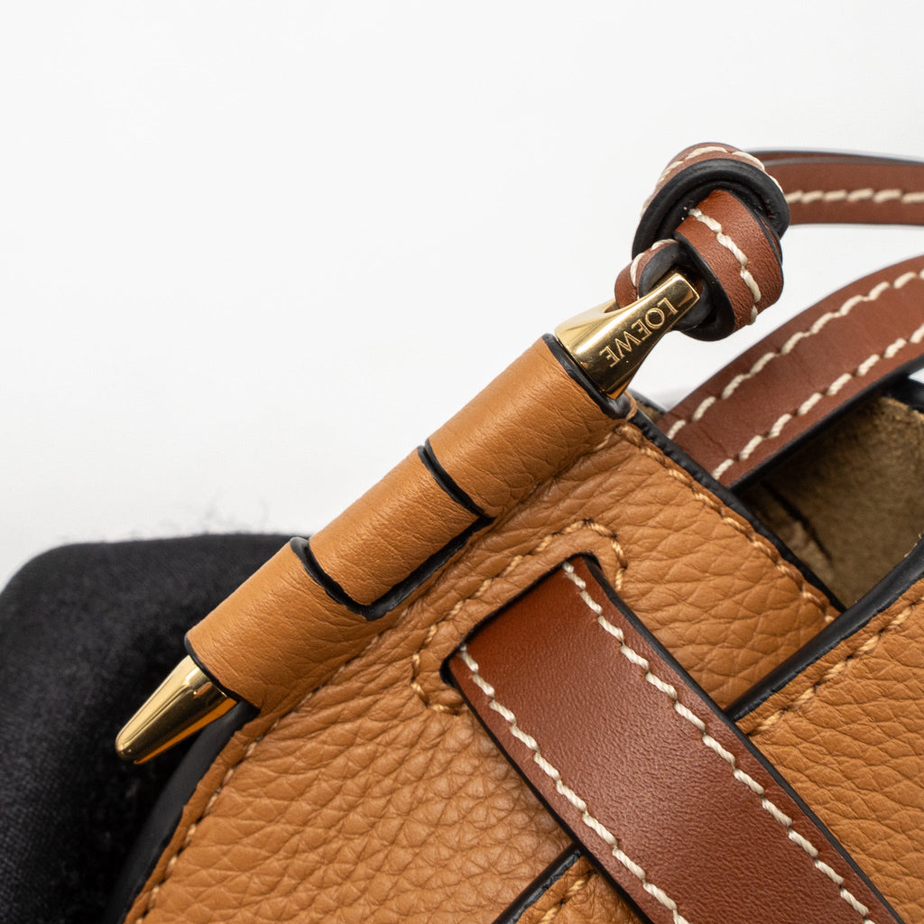 LOEWE MINI GATE GRAINED CALFSKIN BROWN GHW