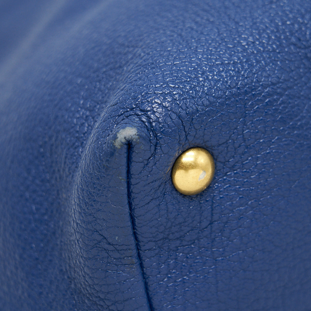 MIU MIU BLUE STUDDED TOTE BAG