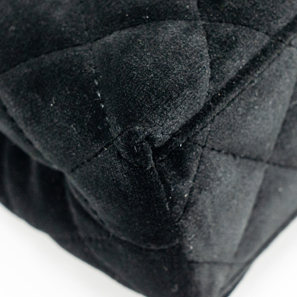 CHANEL MINI KELLY SHOPPING TOTE BAG VELVET BLACK GHW (MICROCHIP)