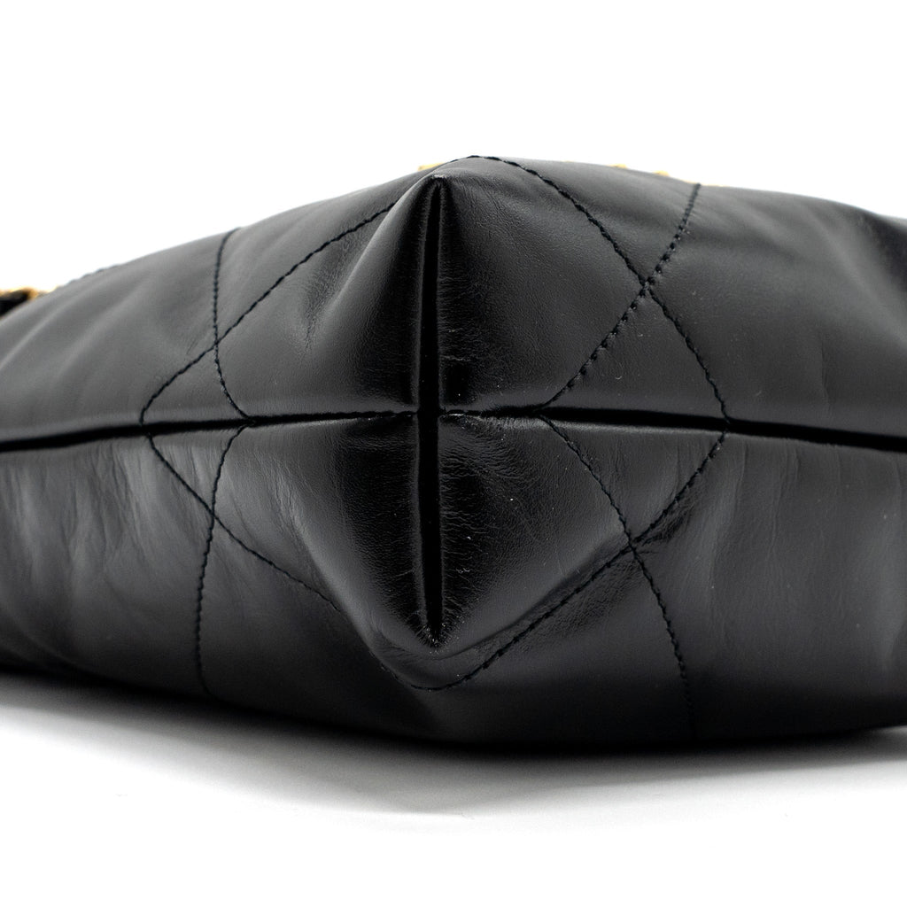 CHANEL MINI 22 BAG SHINY CALFSKIN BLACK GHW (MICROCHIP)
