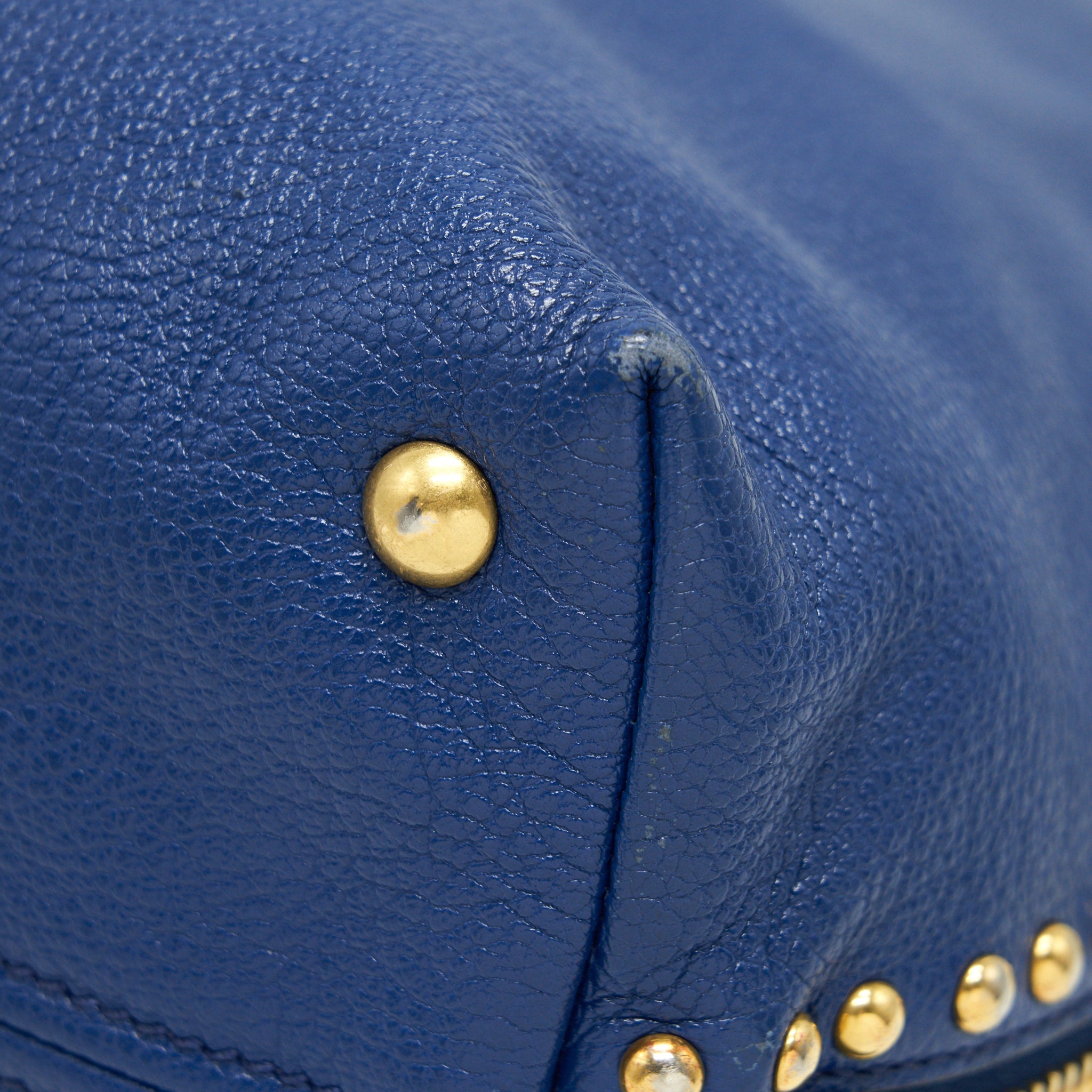 MIU MIU BLUE STUDDED TOTE BAG