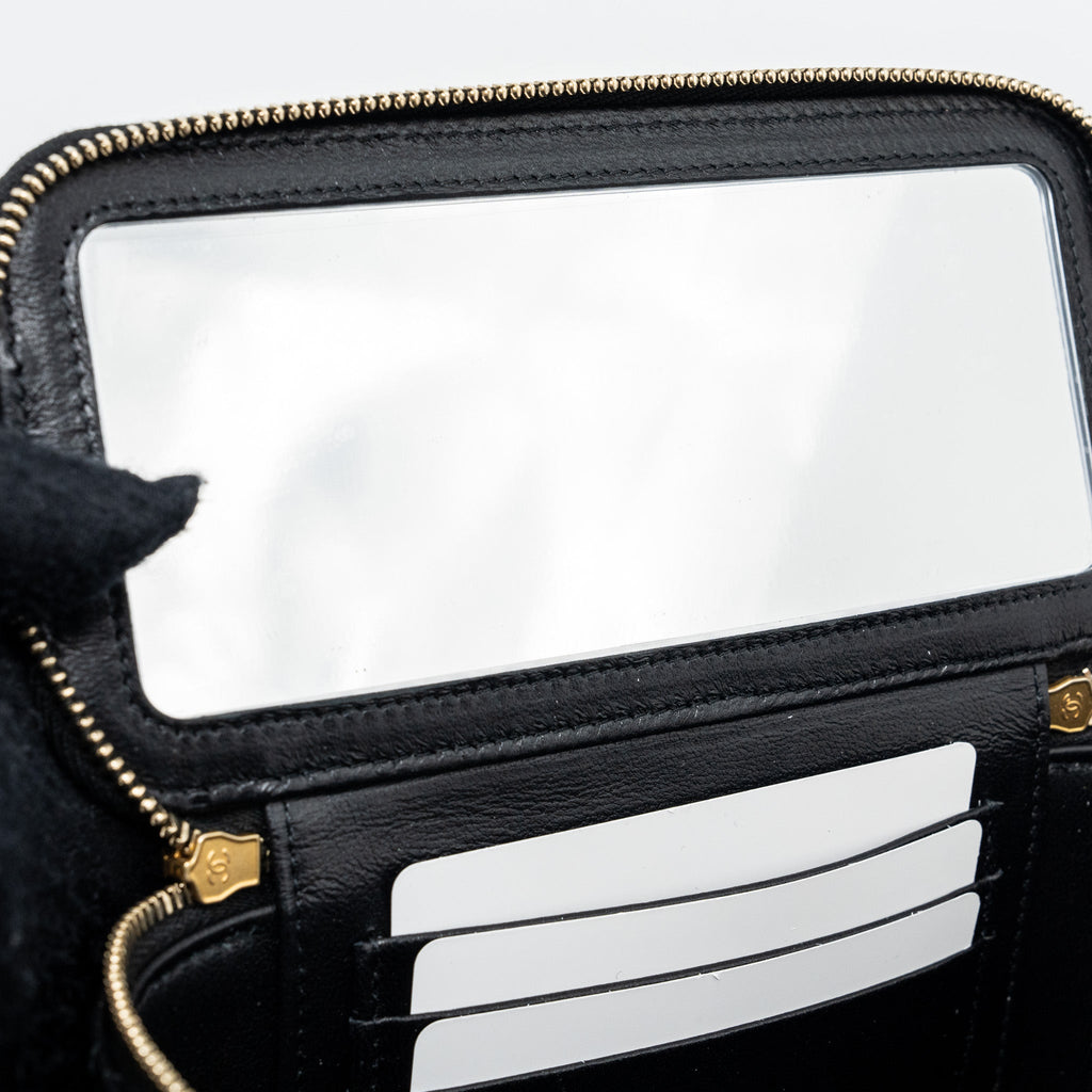 CHANEL DETAIL TOP HANDLE LONG VANITY WITH CHAINS LAMBSKIN BLACK GHW(MICROCHIP)