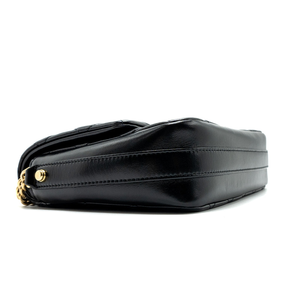 CHANEL GIANT CC LOGO FLAP BAG LAMBSKIN BLACK GHW(MICROCHIP)