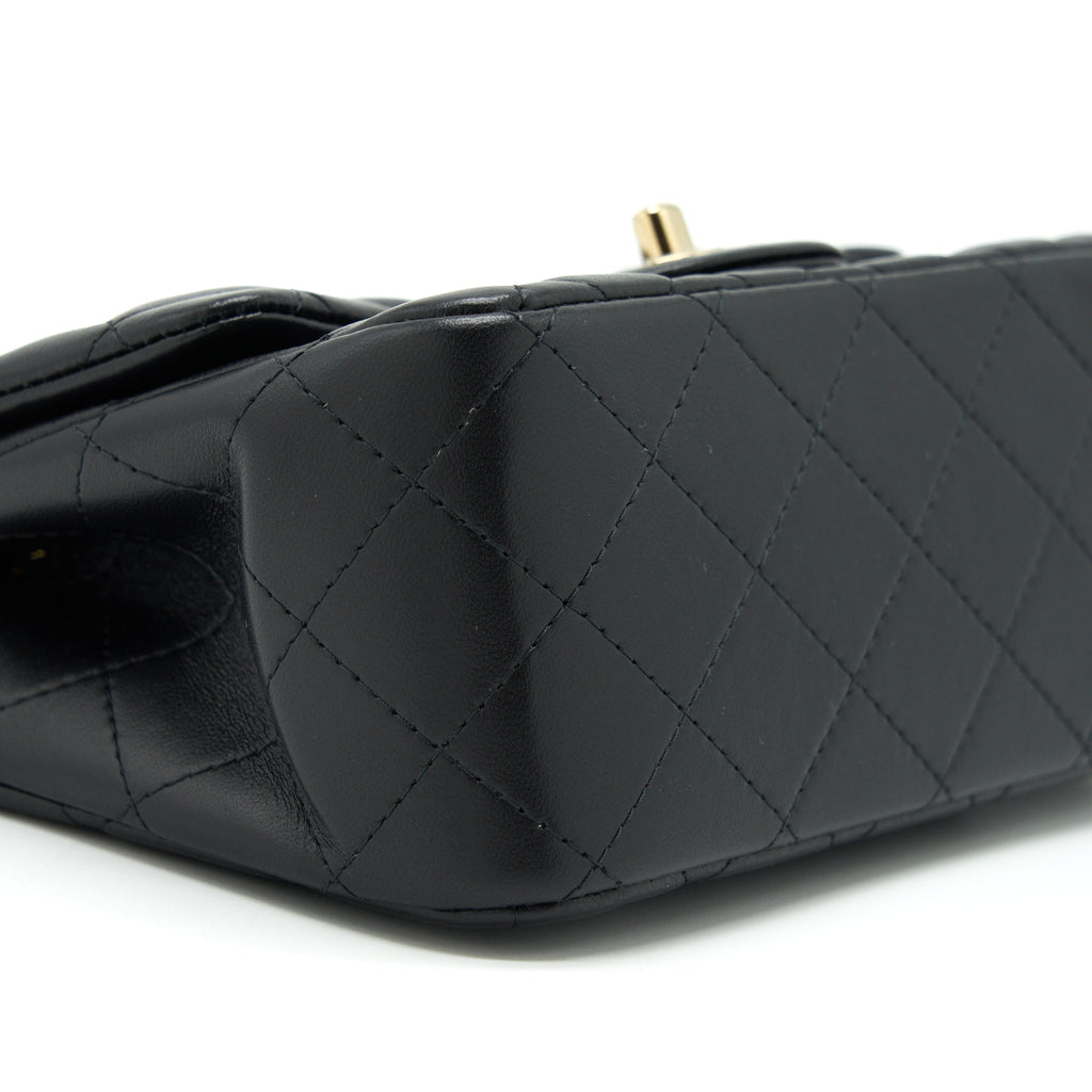 CHANEL MINI SQUARE FLAP BAG LAMBSKIN BLACK LGHW (MICROCHIP)