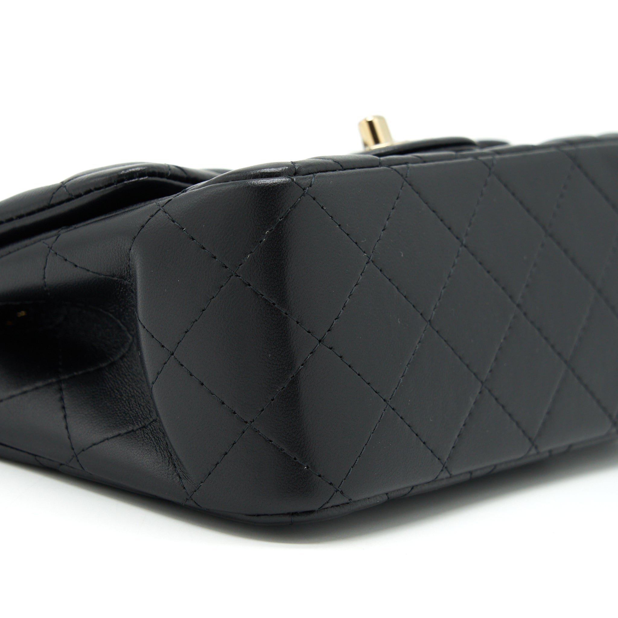 CHANEL MINI SQUARE FLAP BAG LAMBSKIN BLACK LGHW (MICROCHIP)