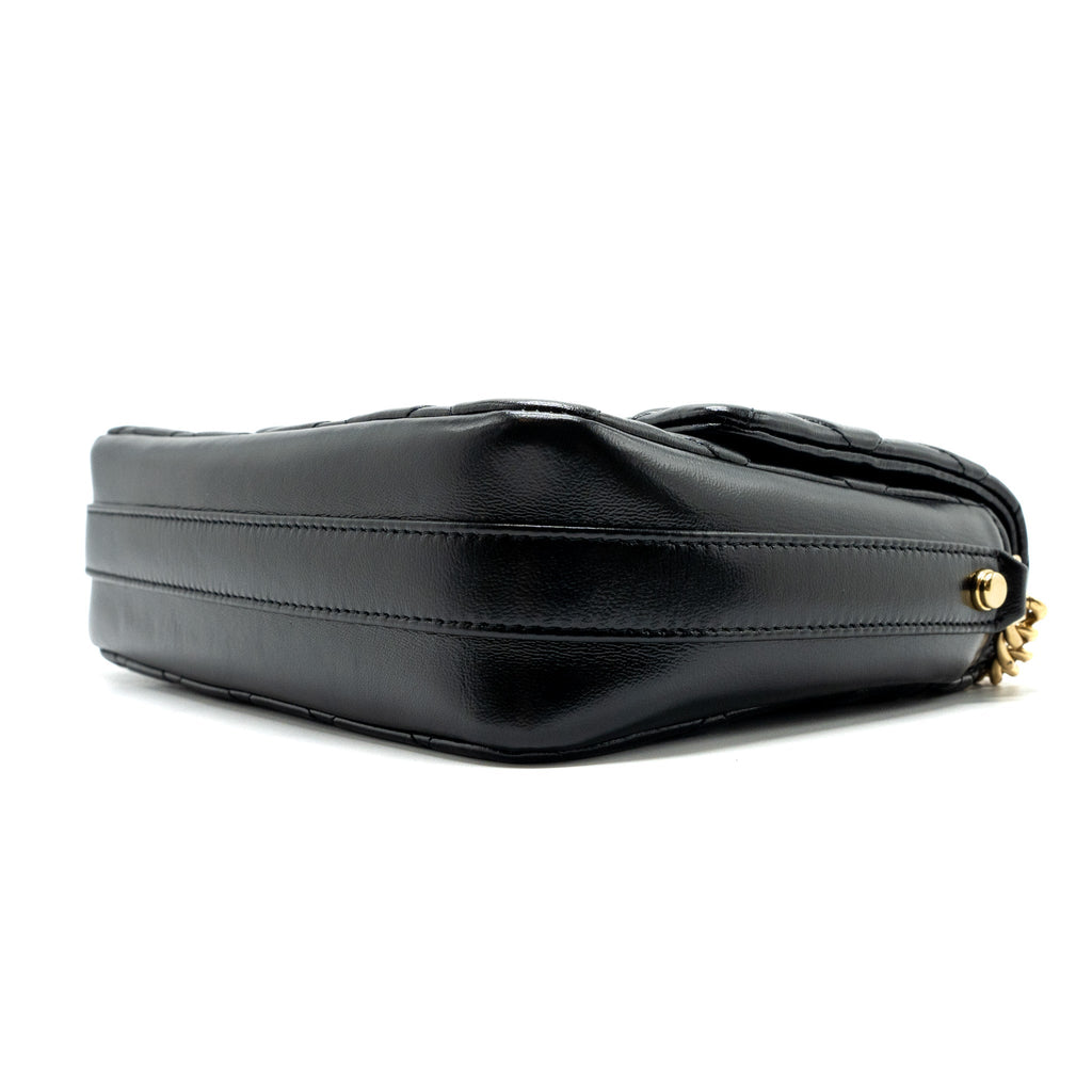CHANEL GIANT CC LOGO FLAP BAG LAMBSKIN BLACK GHW(MICROCHIP)