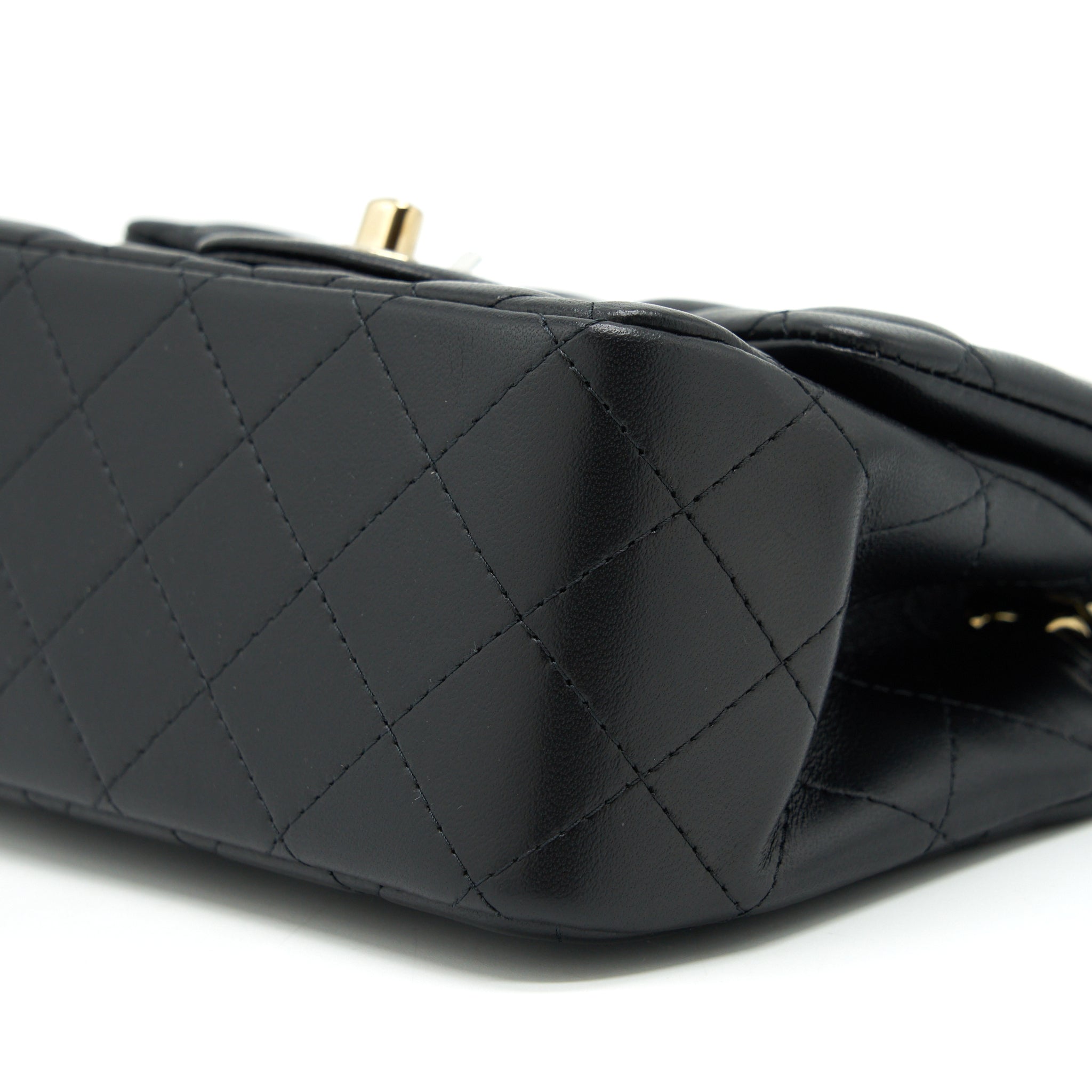 CHANEL MINI SQUARE FLAP BAG LAMBSKIN BLACK LGHW (MICROCHIP)